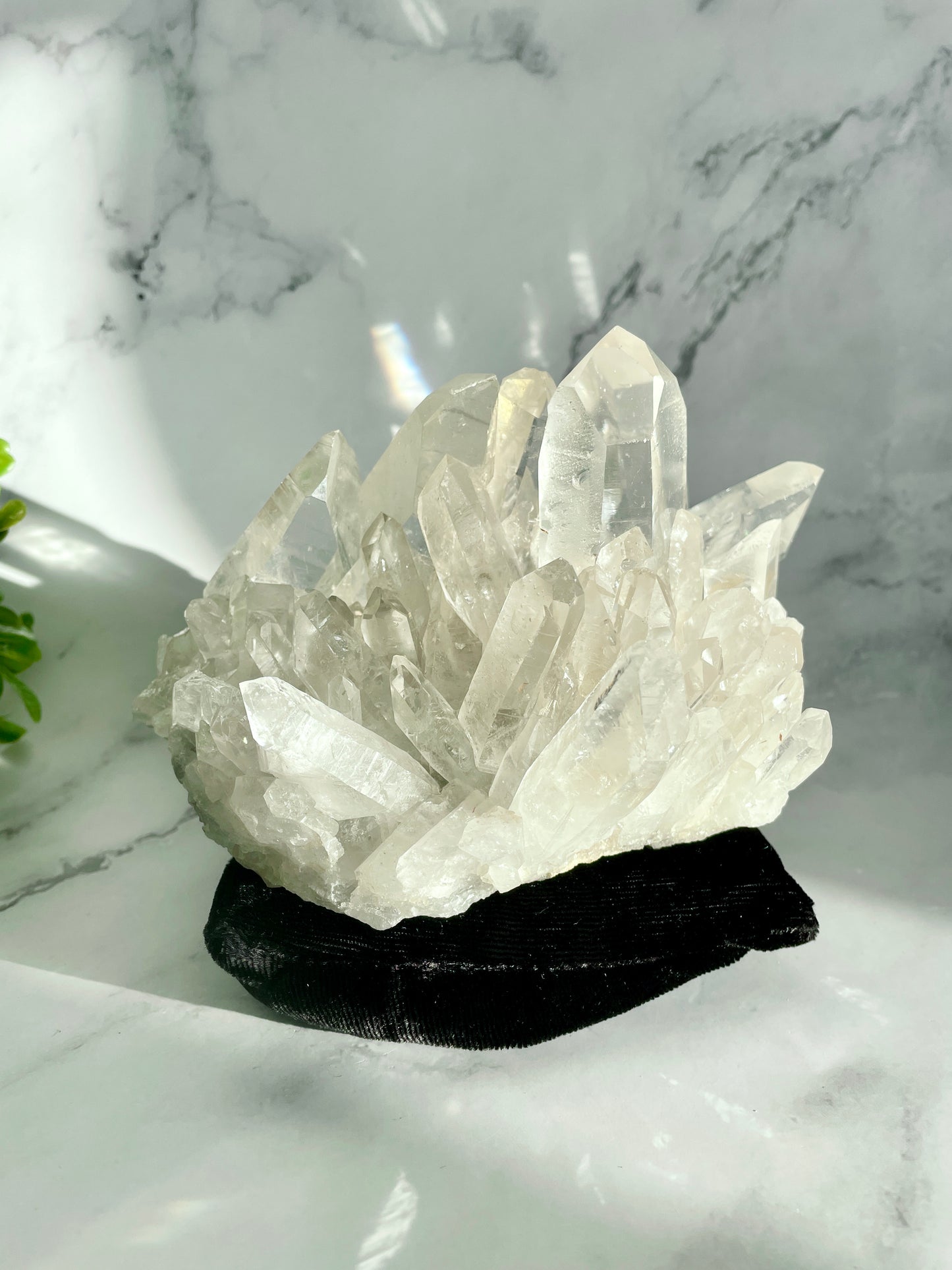 Large High Quality Clear Quartz Cluster With Black Display Pillow