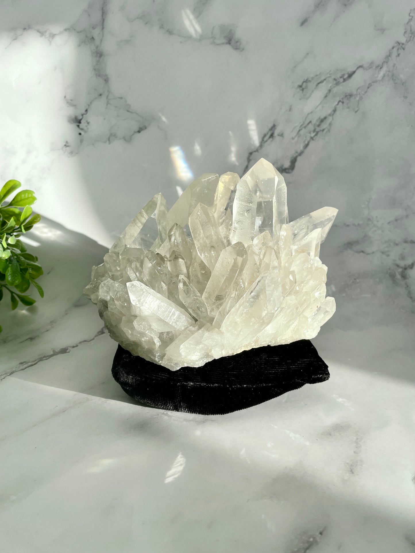 Large High Quality Clear Quartz Cluster With Black Display Pillow