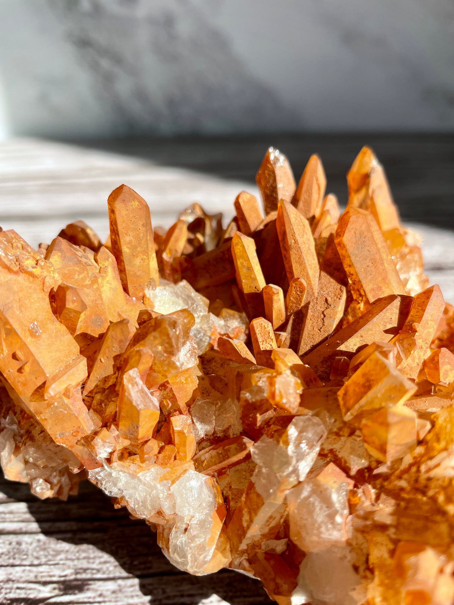 Large Tangerine Quartz Cluster