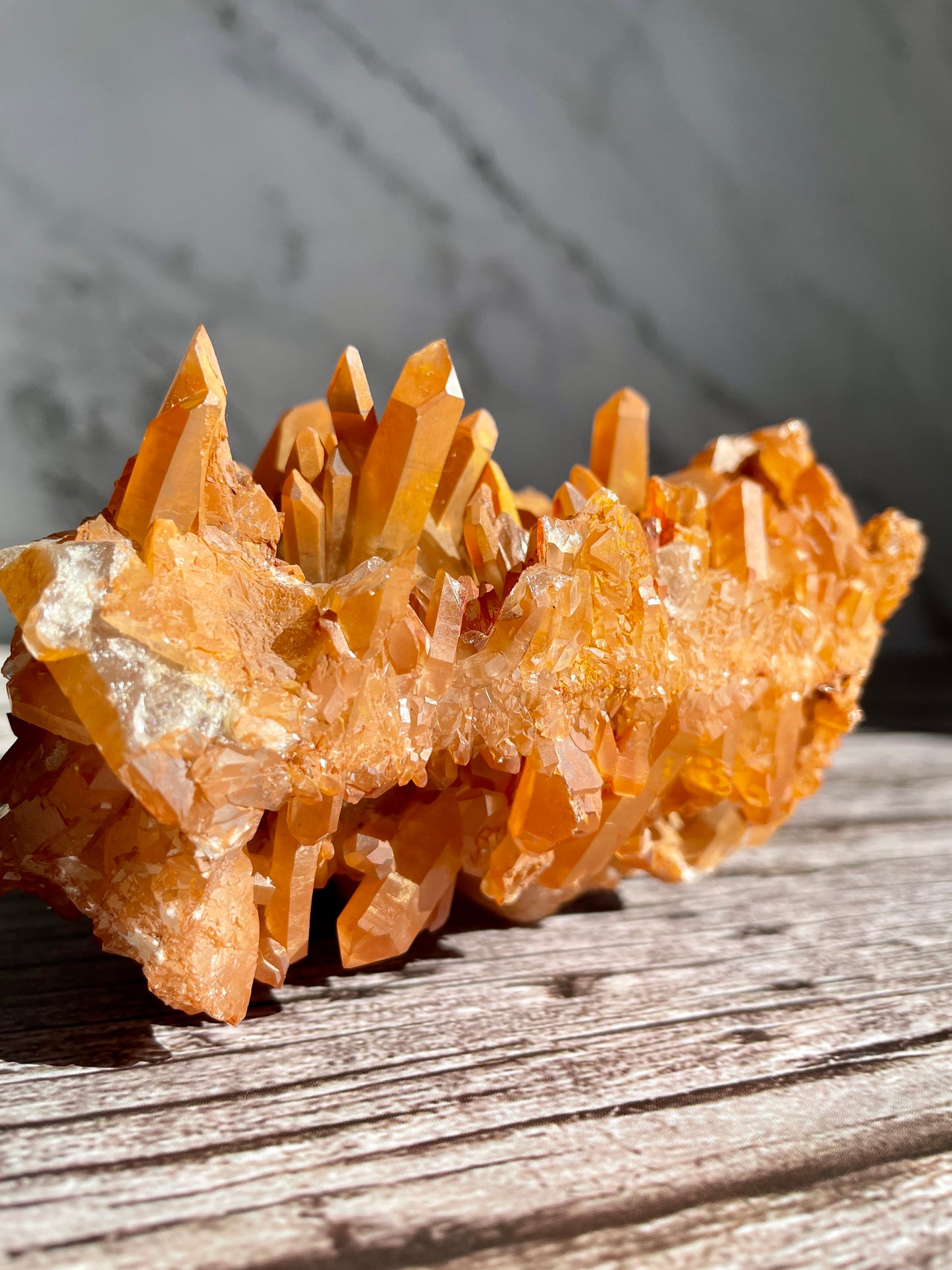 Large Tangerine Quartz Cluster