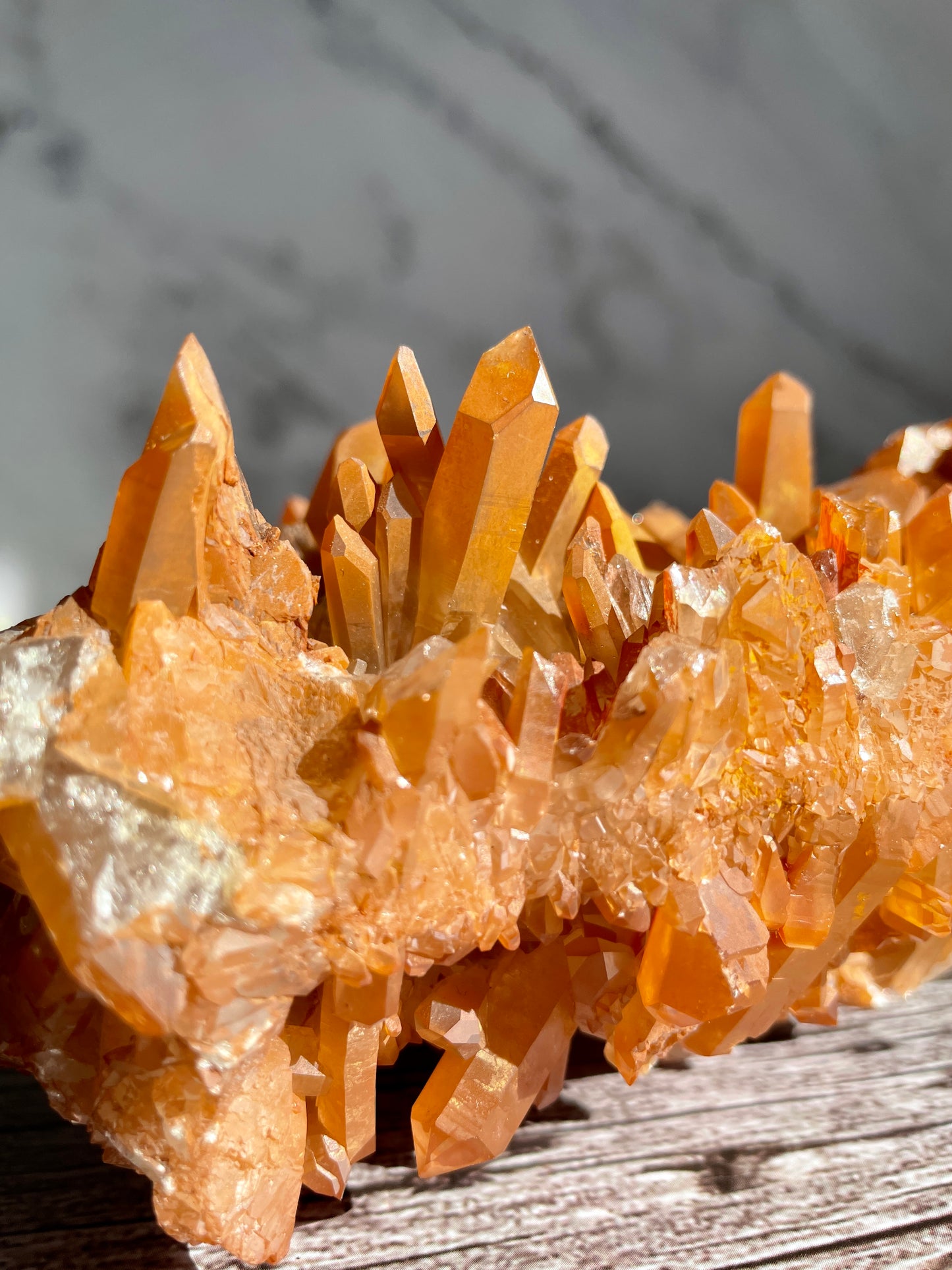 Large Tangerine Quartz Cluster