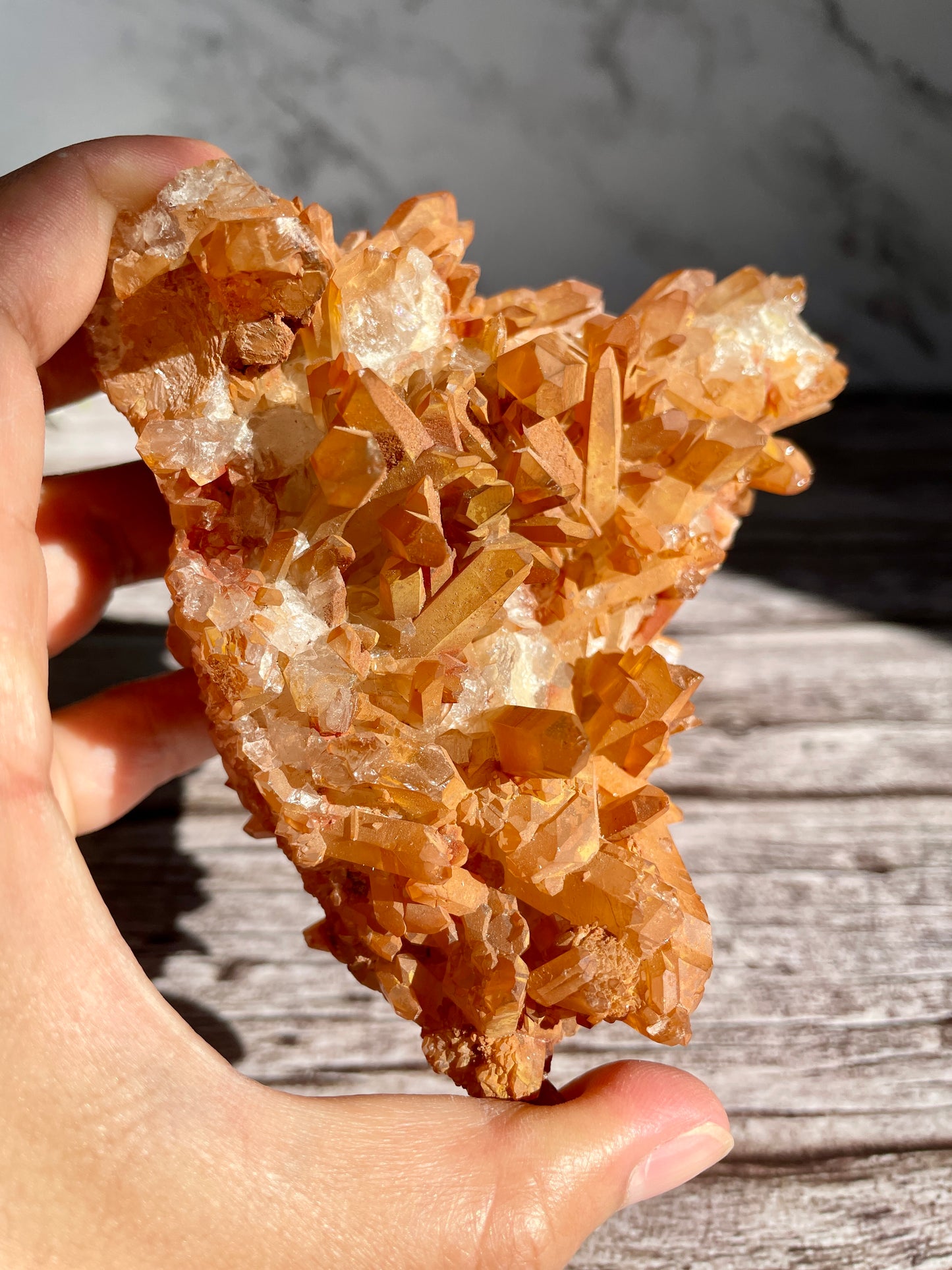 Large Tangerine Quartz Cluster