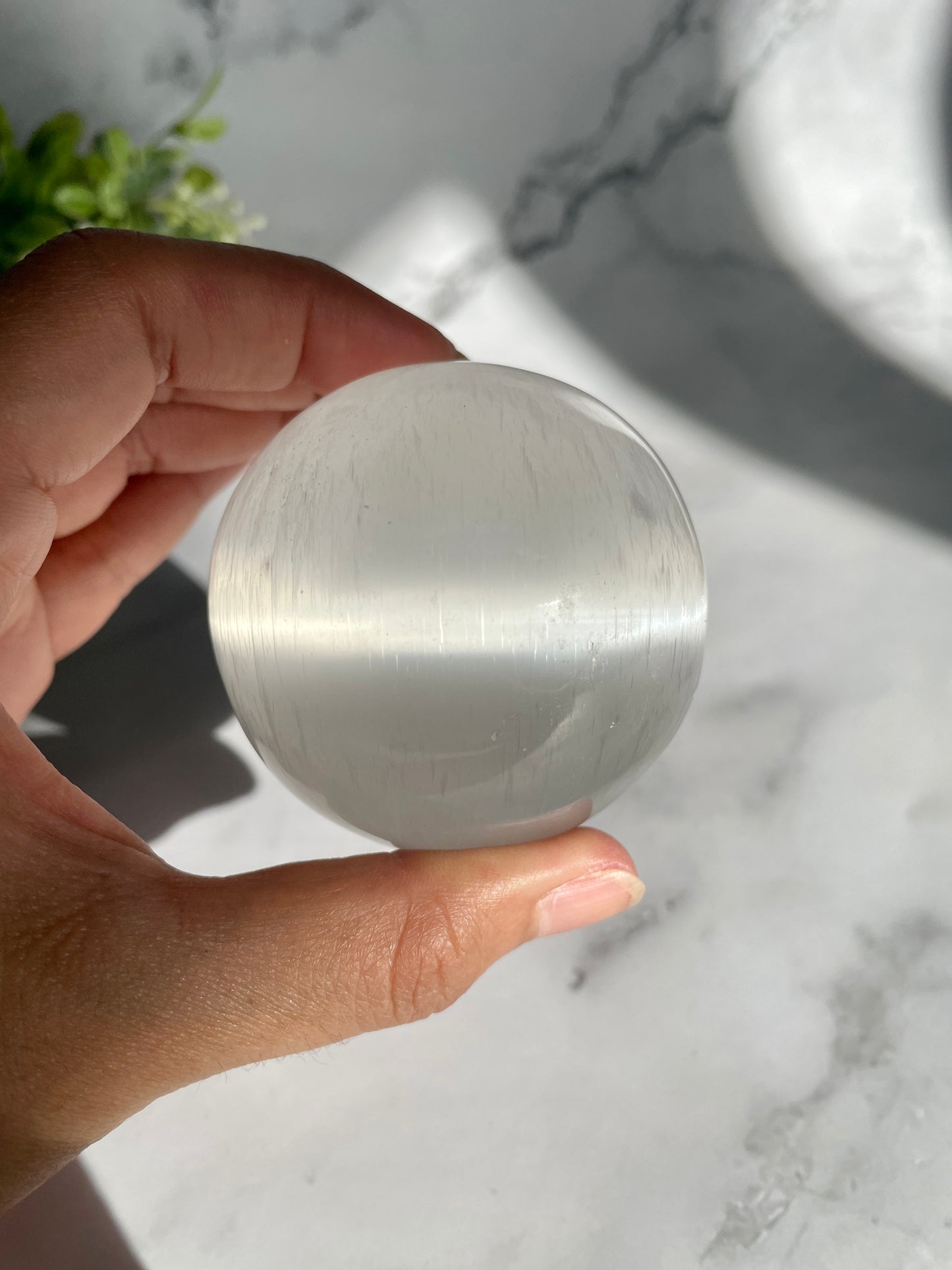 Satin Spar (Selenite) Crystal Sphere W/ FREE Stand