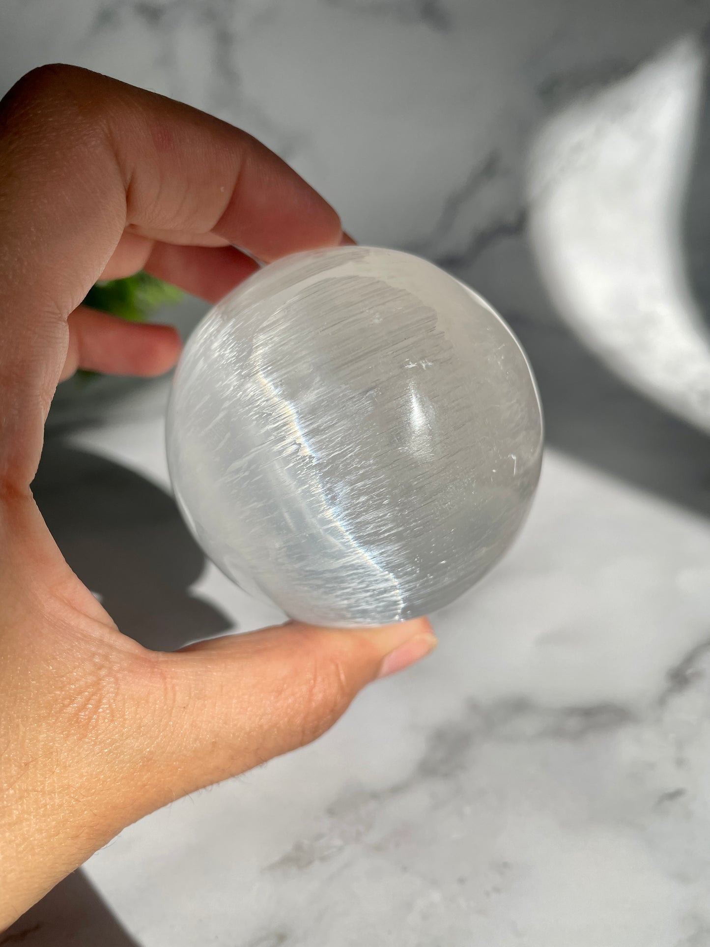 Satin Spar (Selenite) Crystal Sphere W/ FREE Stand