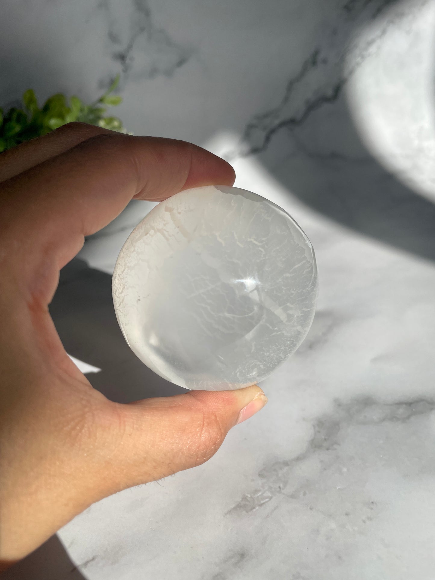 Satin Spar (Selenite) Crystal Sphere W/ FREE Stand