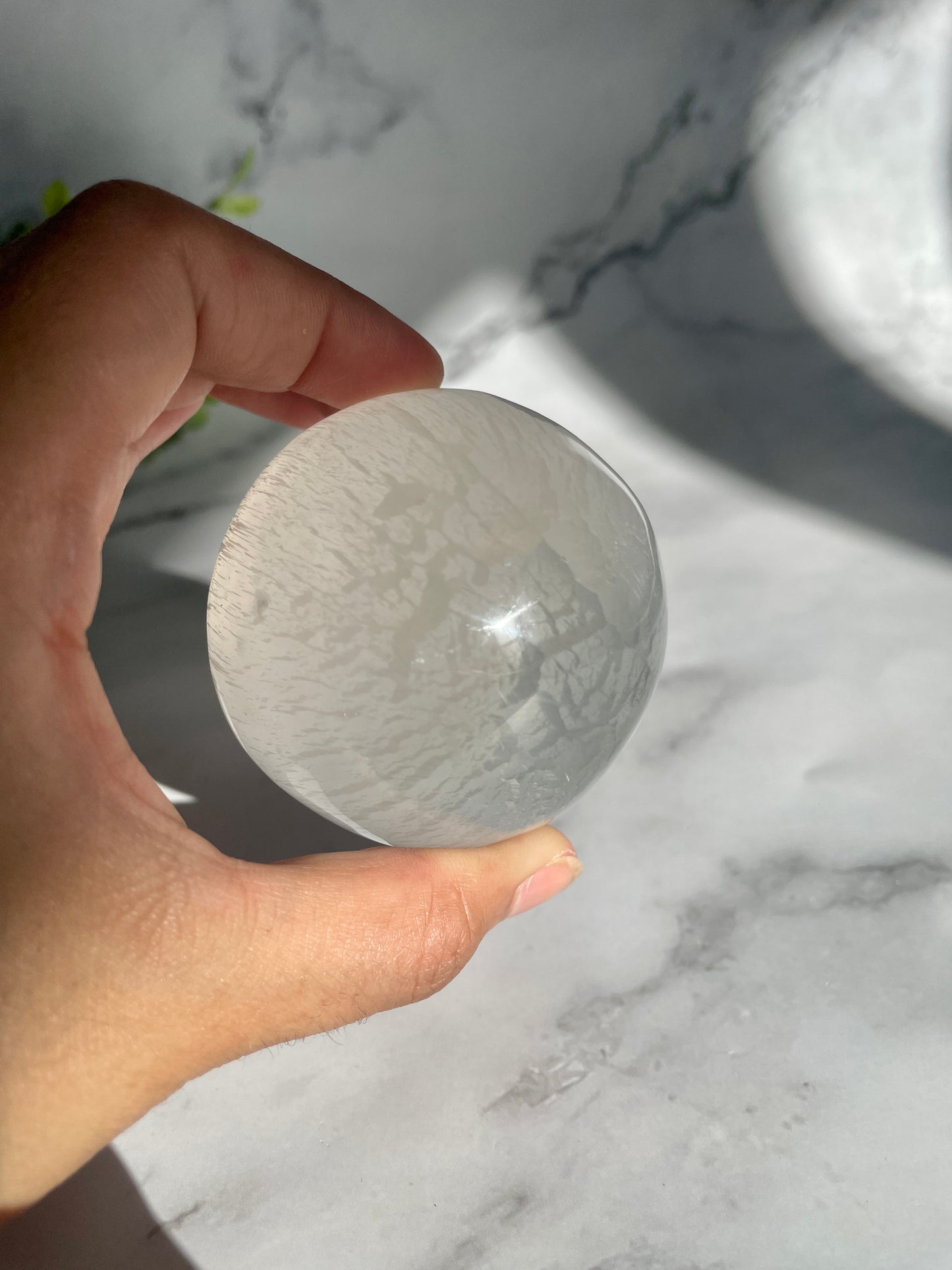 Satin Spar (Selenite) Crystal Sphere W/ FREE Stand