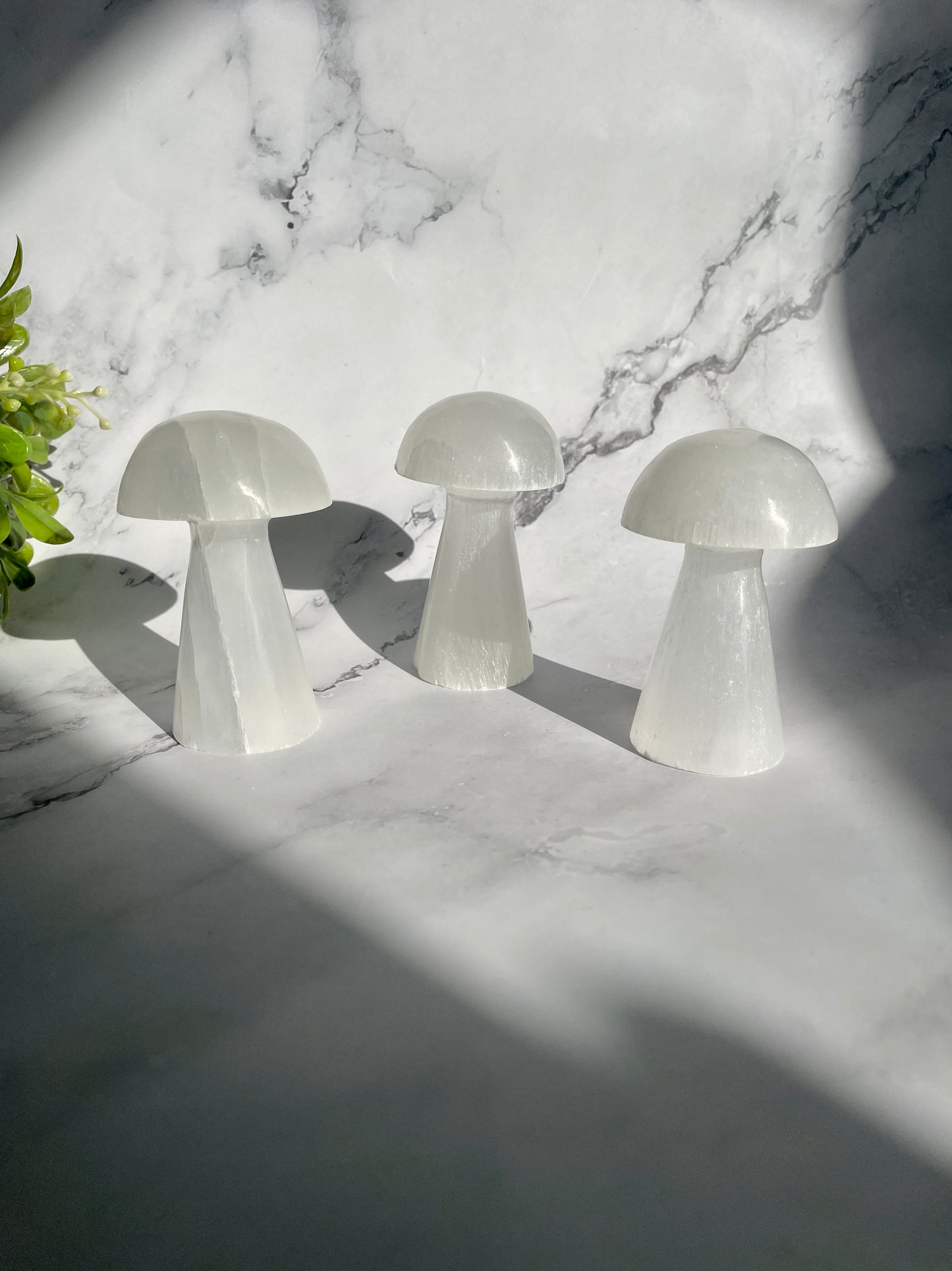 Satin Spar (Selenite) Mushroom Crystal Carvings