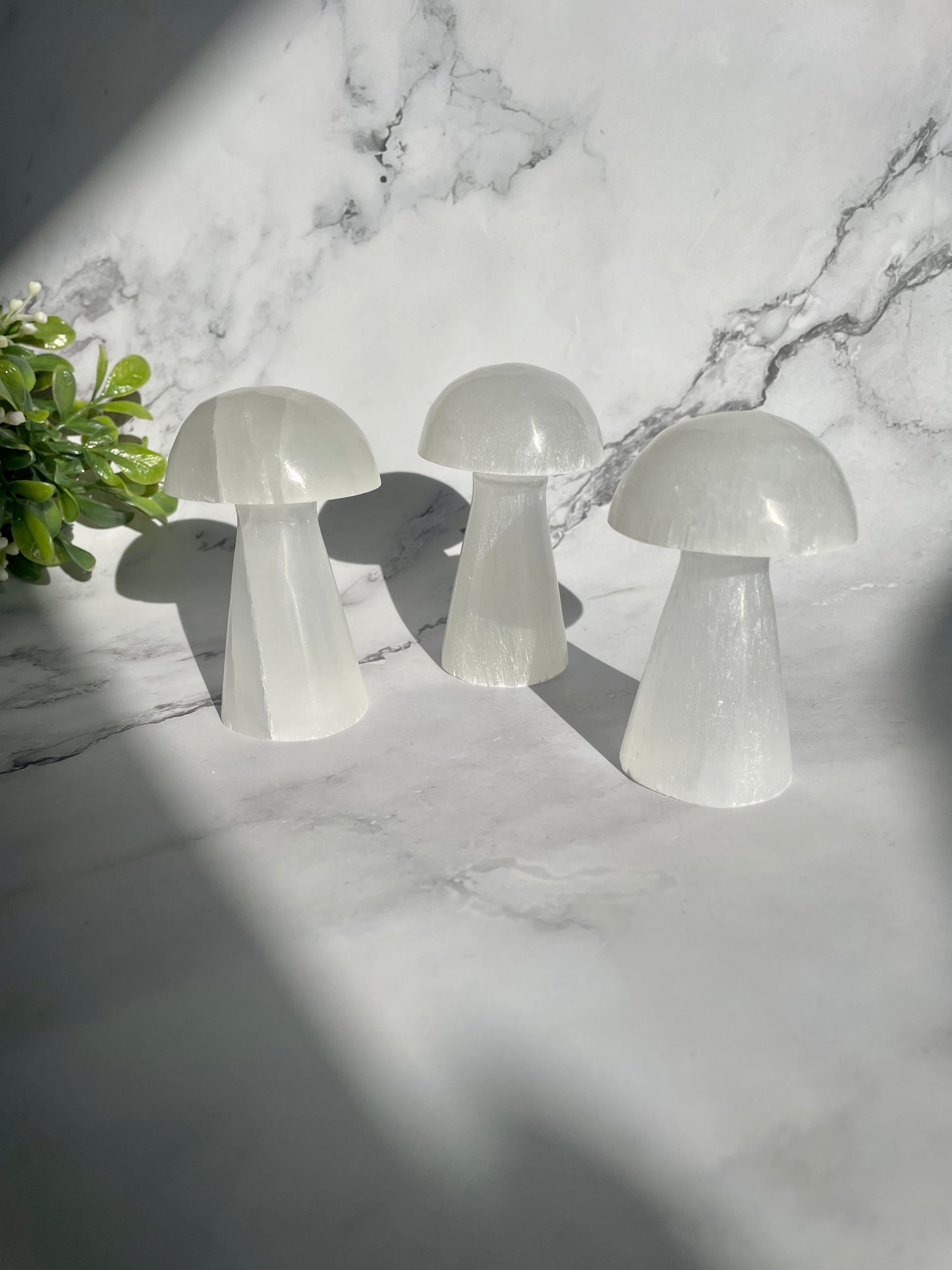 Satin Spar (Selenite) Mushroom Crystal Carvings