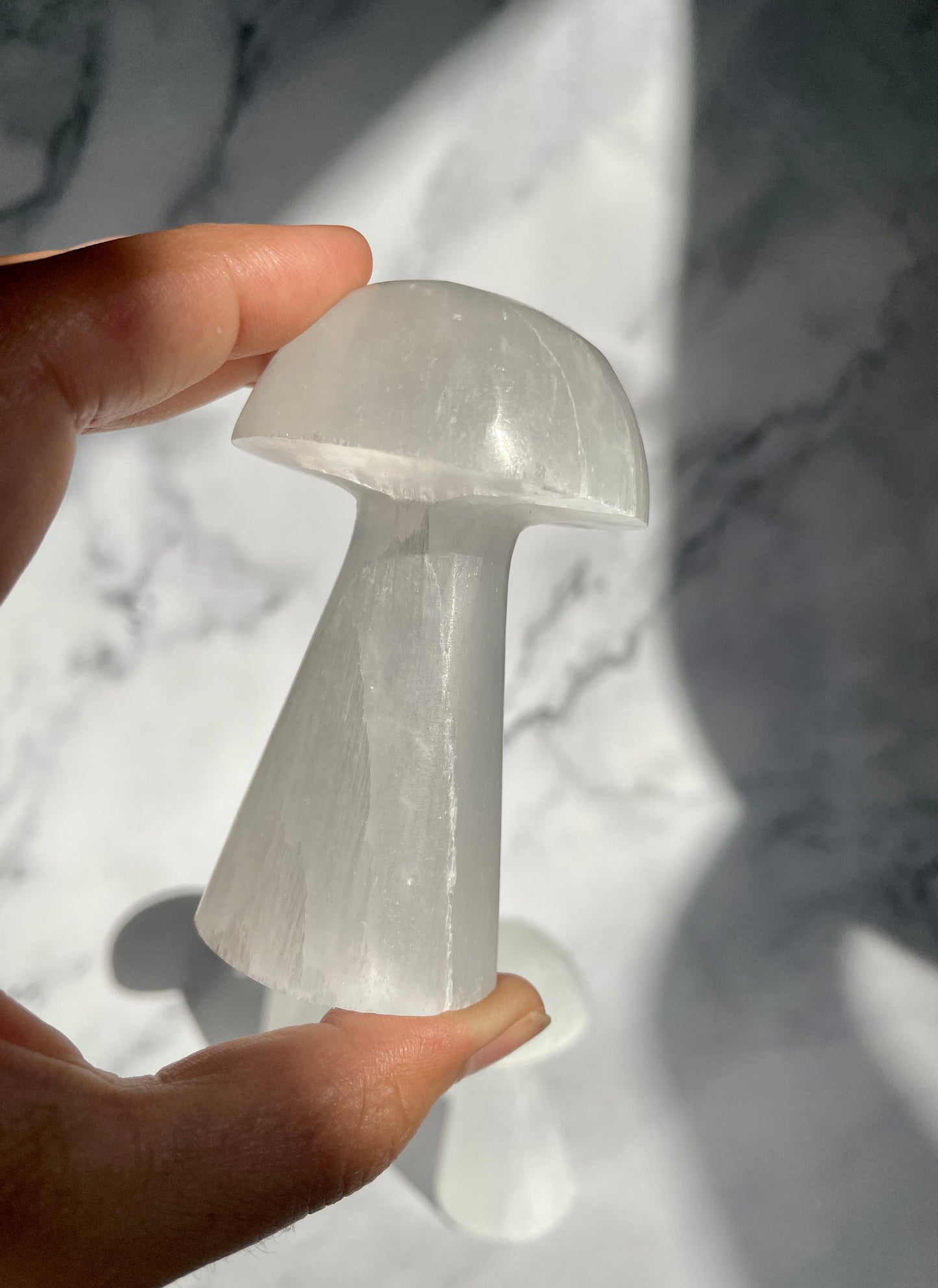 Satin Spar (Selenite) Mushroom Crystal Carvings