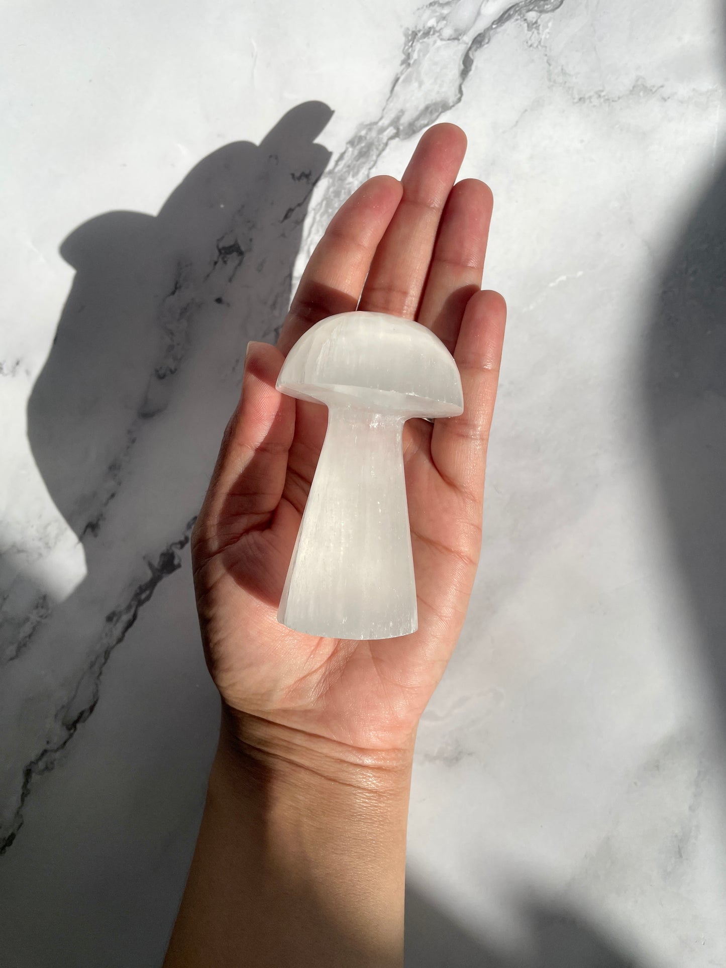 Satin Spar (Selenite) Mushroom Crystal Carvings