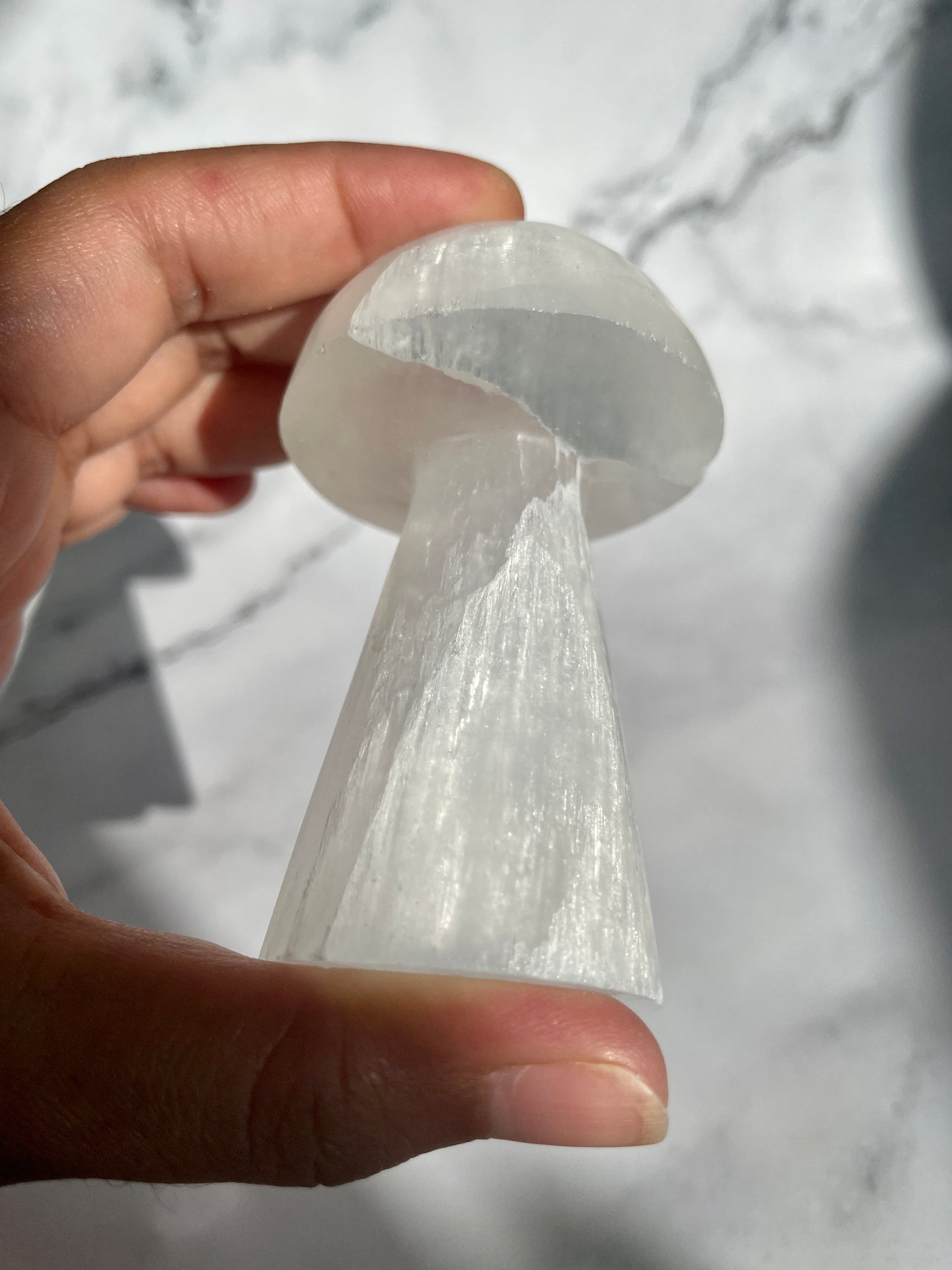 Satin Spar (Selenite) Mushroom Crystal Carvings