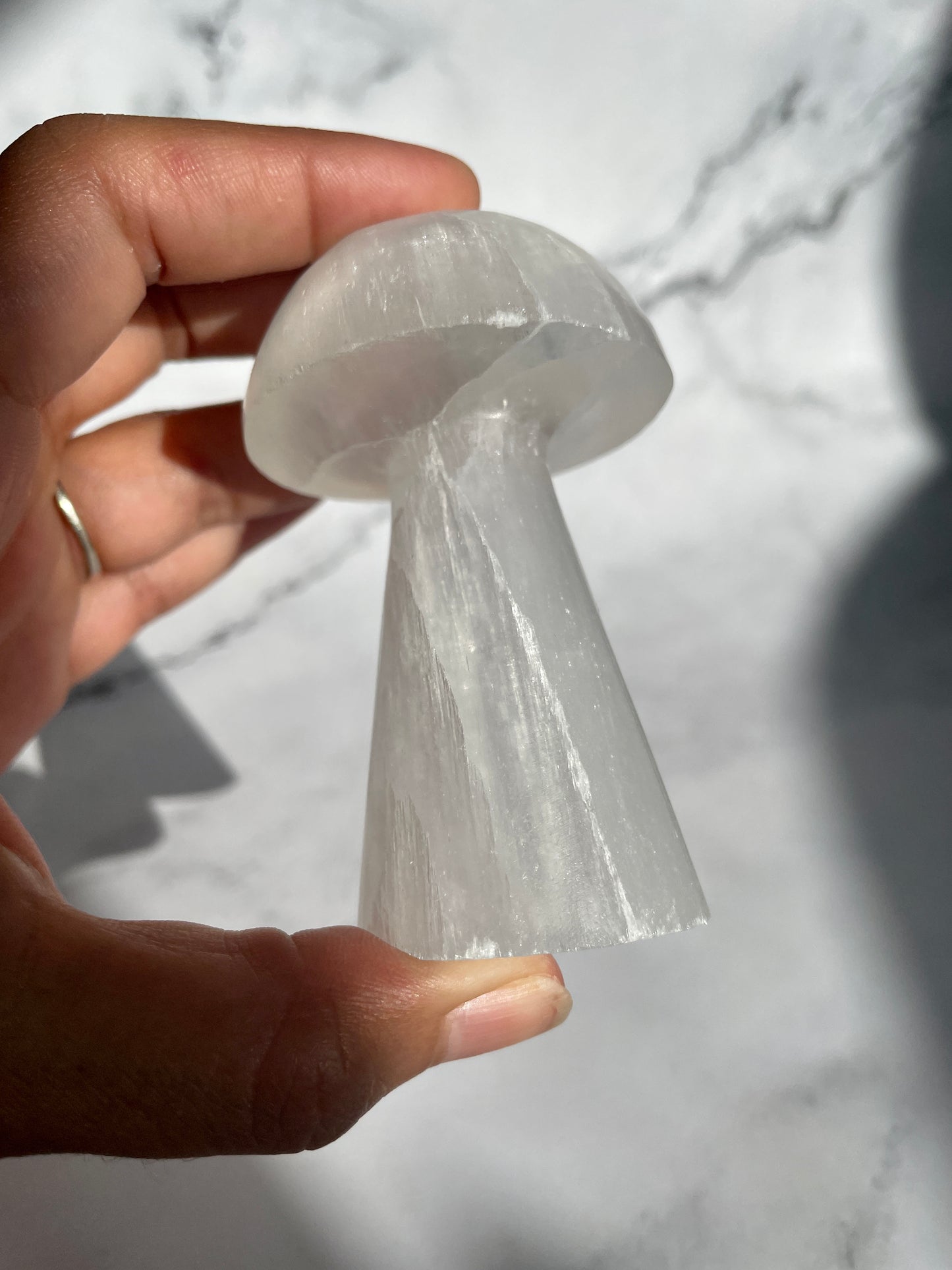 Satin Spar (Selenite) Mushroom Crystal Carvings