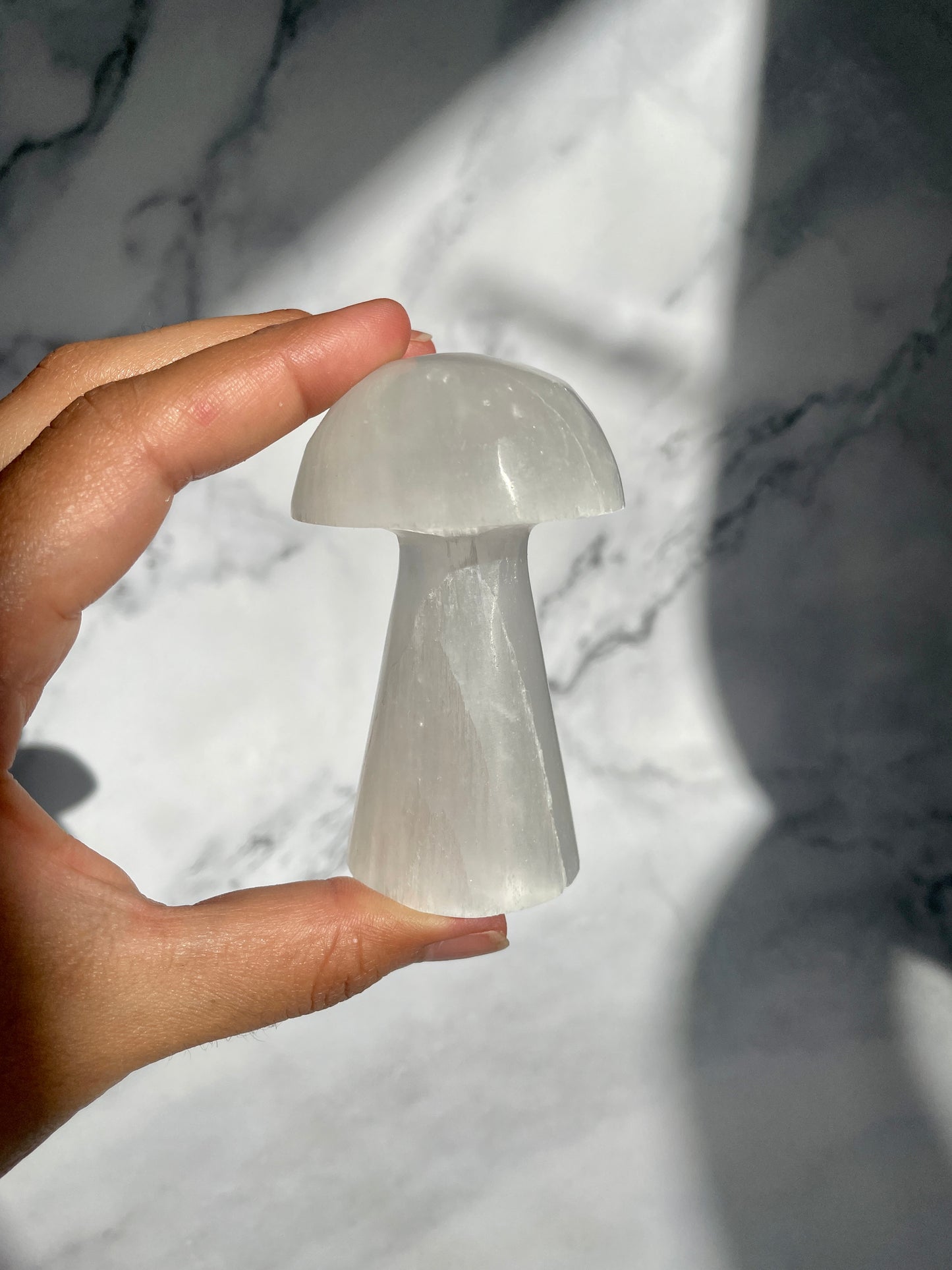 Satin Spar (Selenite) Mushroom Crystal Carvings