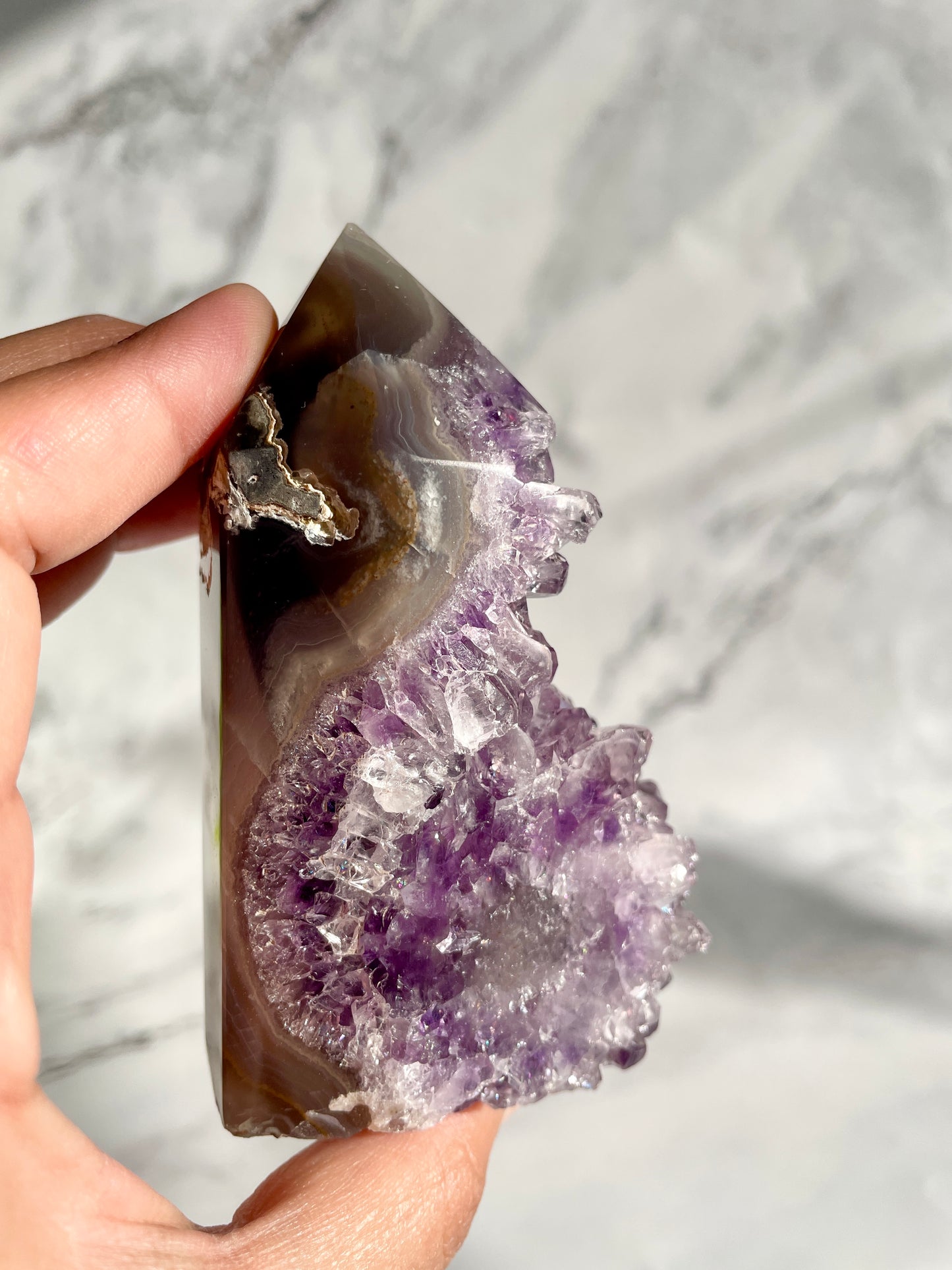 Semi-Polished Amethyst Freeform Tower Crystal