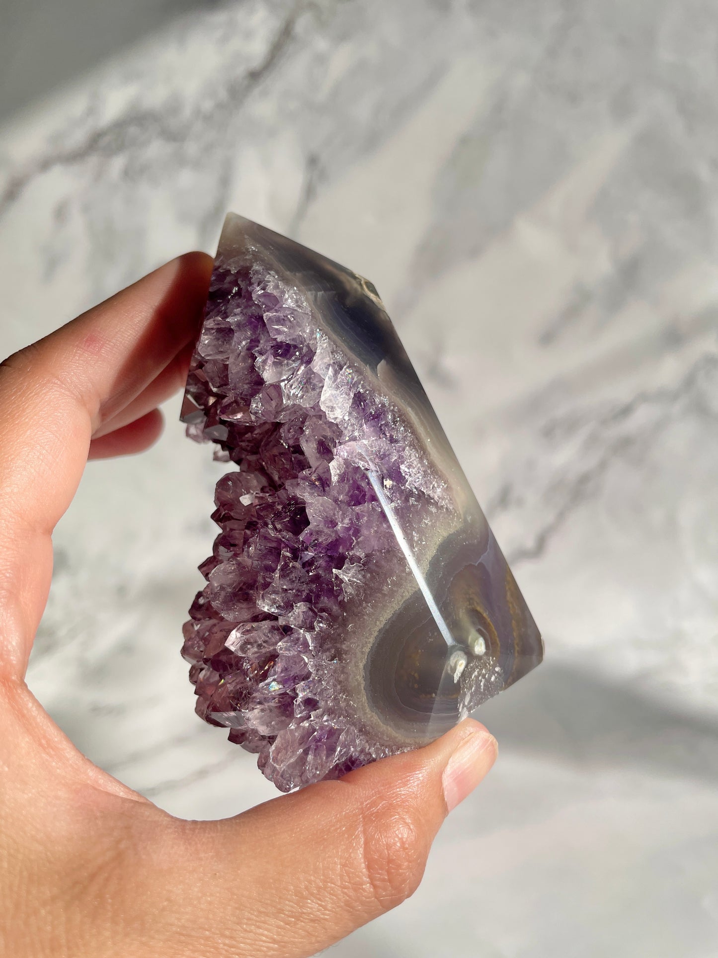 Semi-Polished Amethyst Freeform Tower Crystal