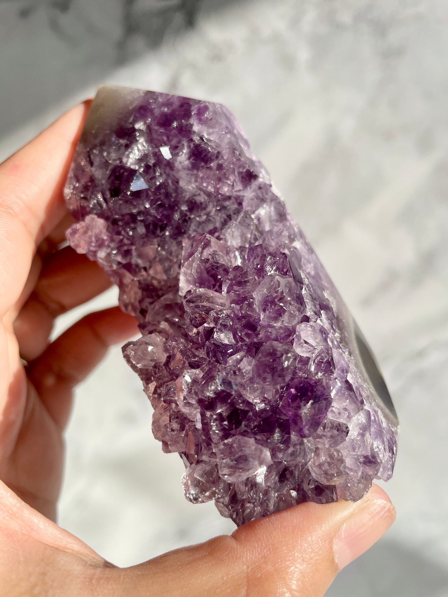 Semi-Polished Amethyst Freeform Tower Crystal