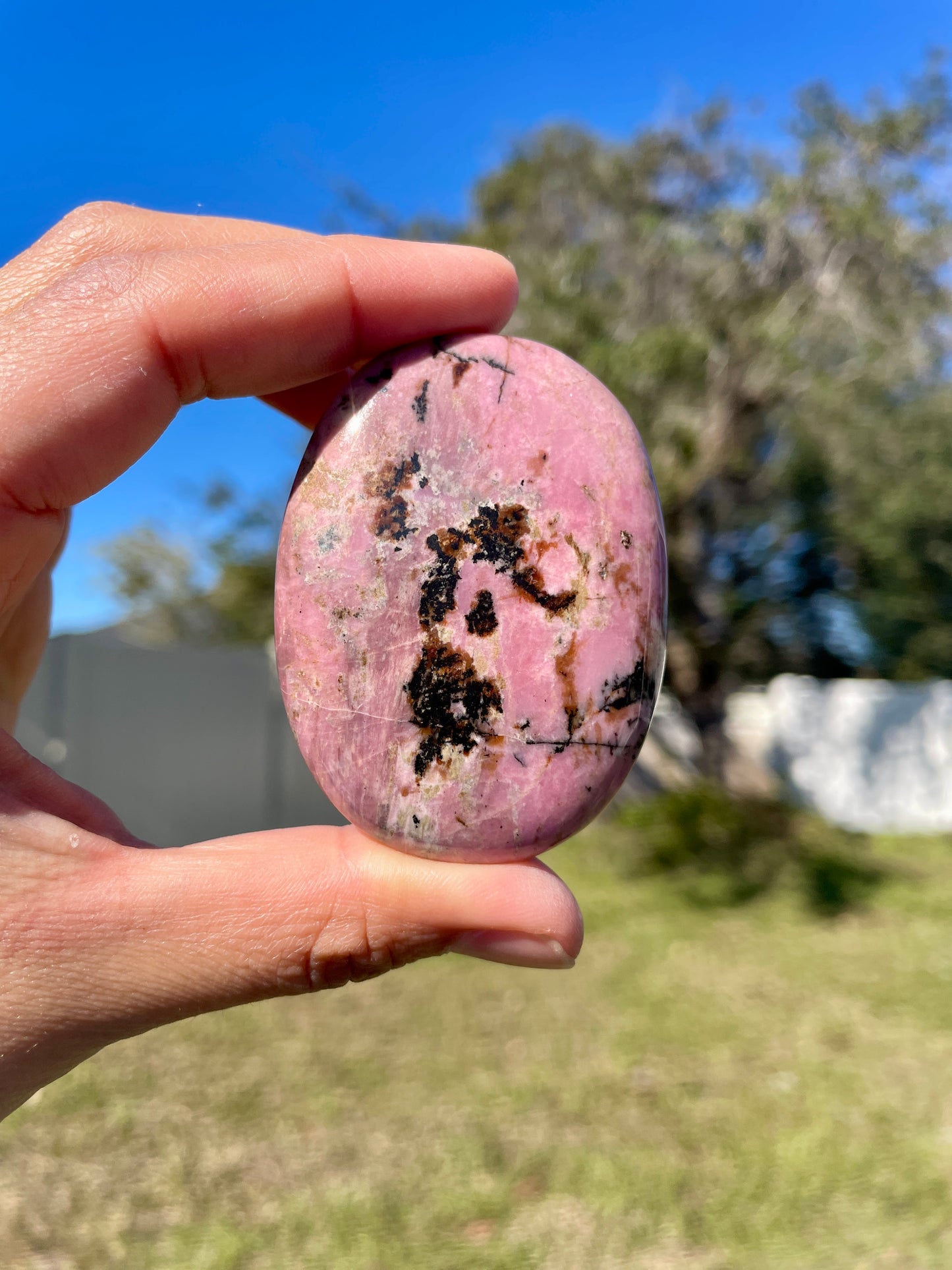 Rhodonite Palm Stone - A