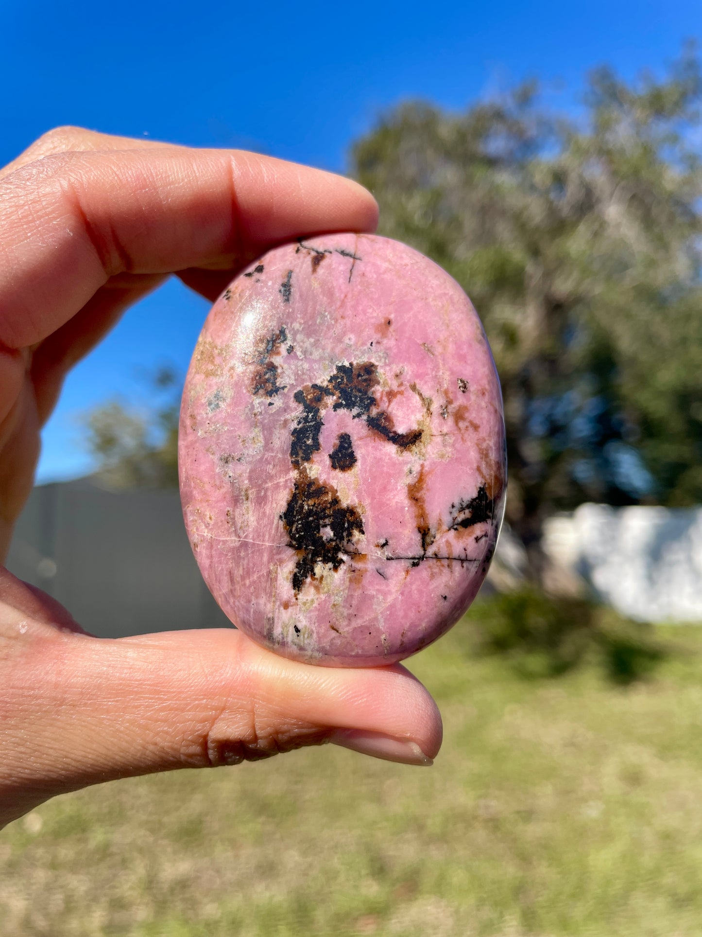 Rhodonite Palm Stone - A