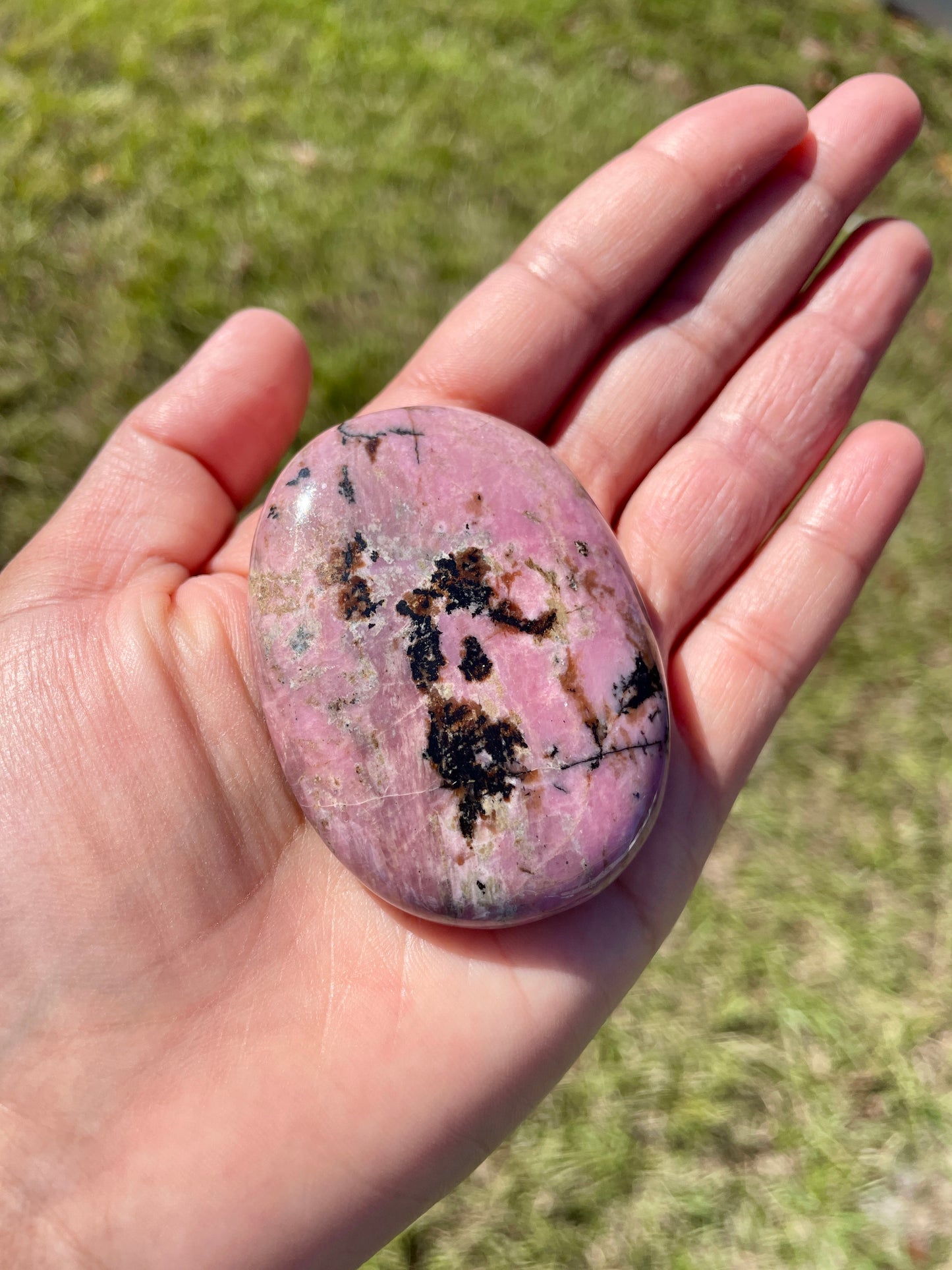 Rhodonite Palm Stone - A