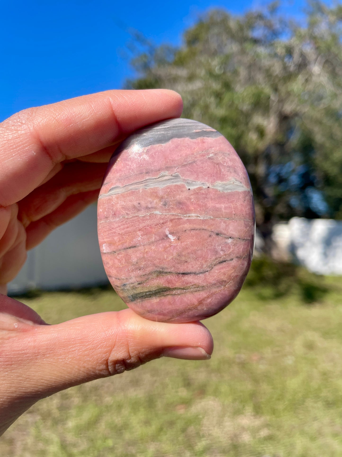 Rhodonite Palm Stone - C