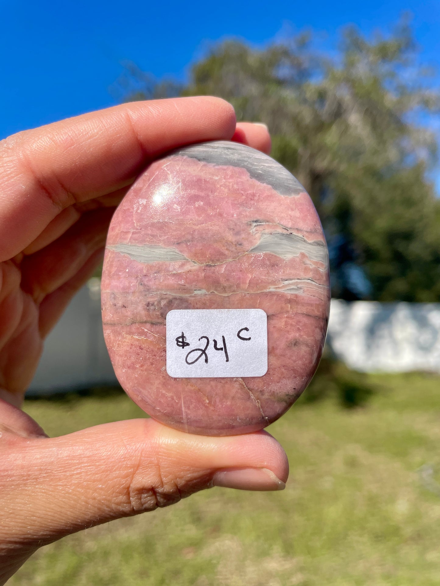 Rhodonite Palm Stone - C