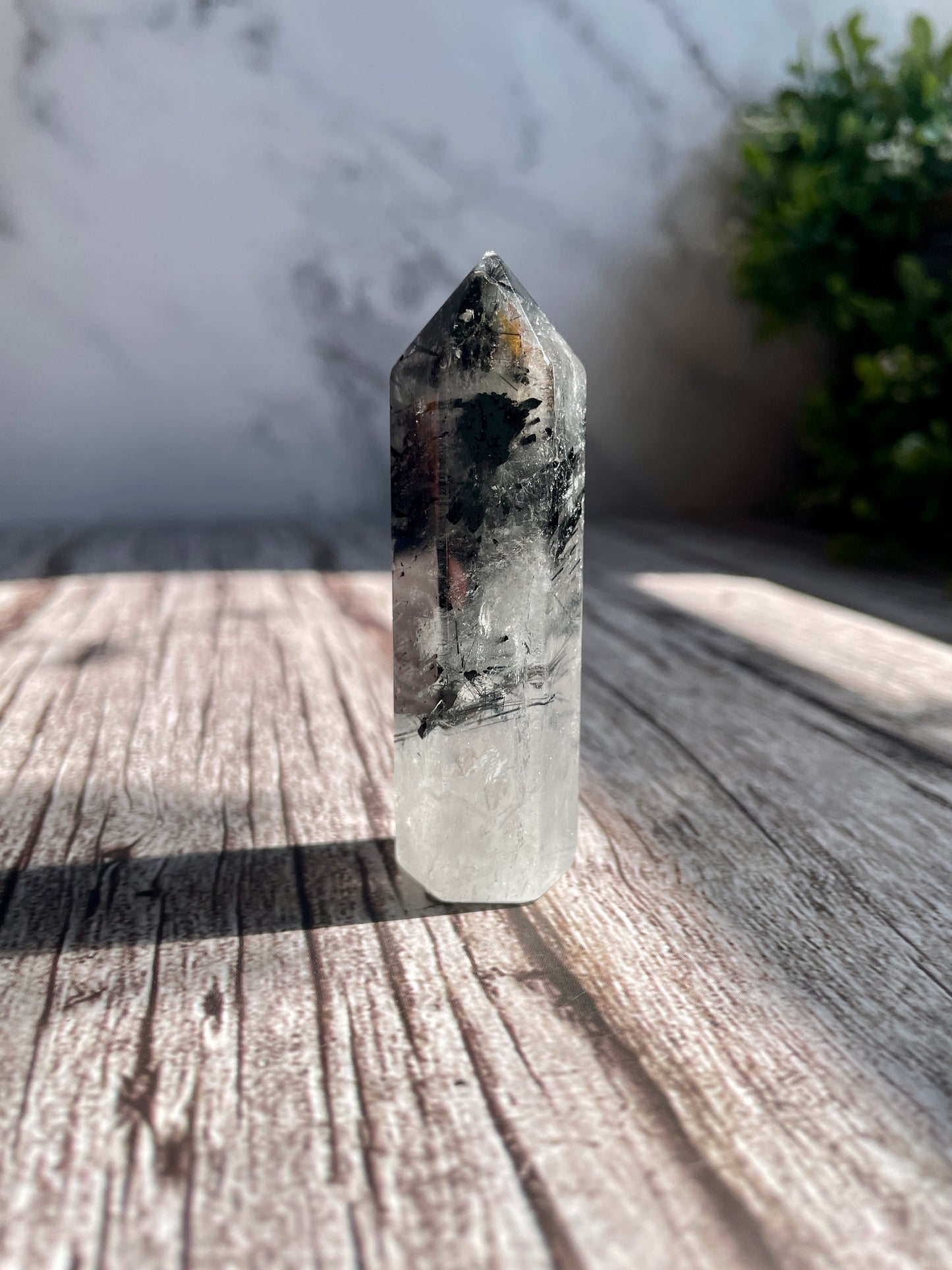 Tourmalinated Quartz Tower Crystal