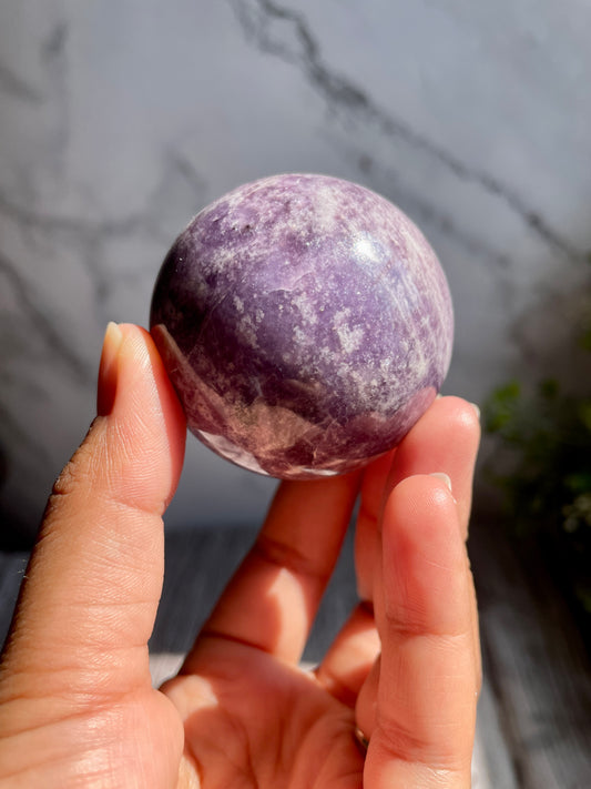 Lepidolite Crystal Sphere W/ a FREE Stand