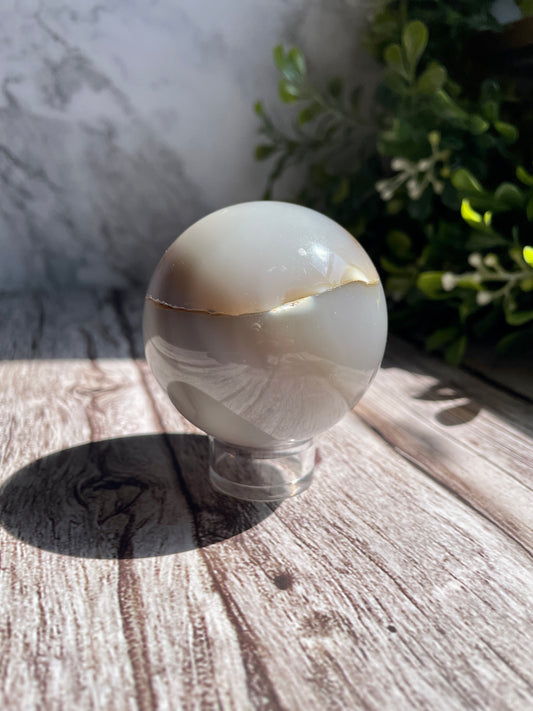 Madagascar Banded Agate Crystal Sphere W/ A FREE Stand