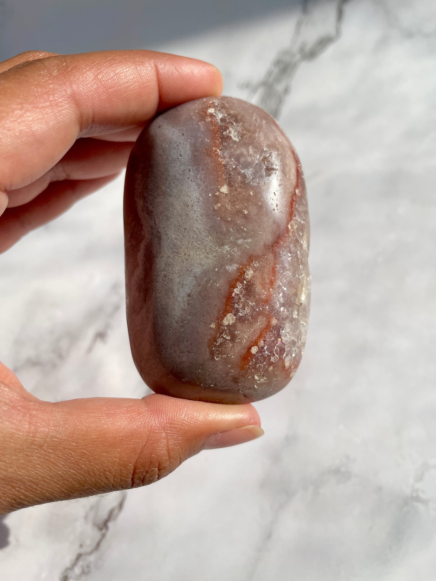 Pink Amethyst Druzy Palm Stone