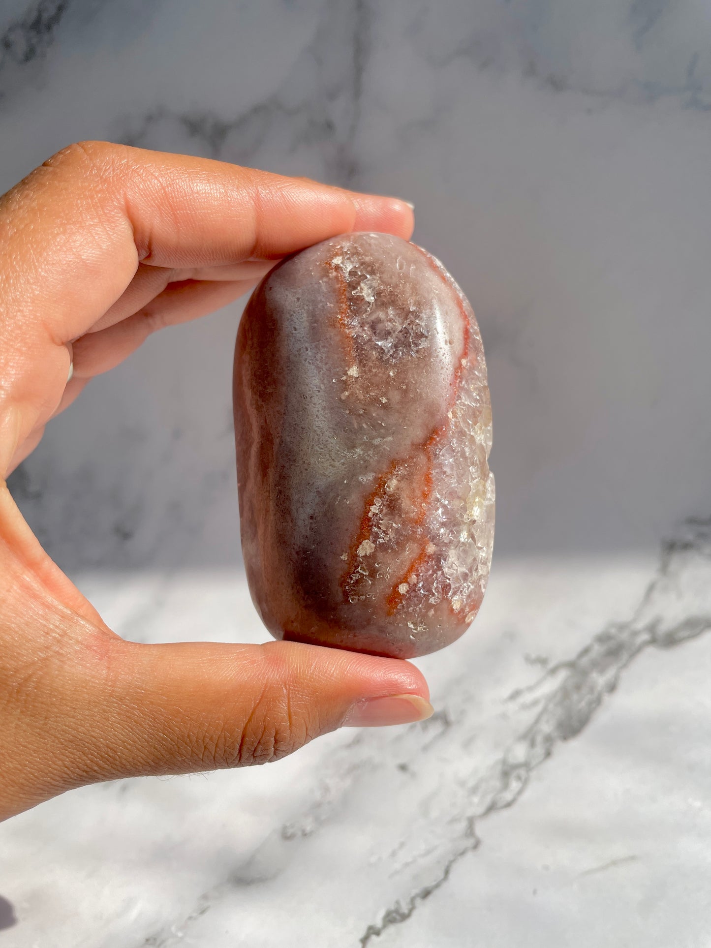 Pink Amethyst Druzy Palm Stone