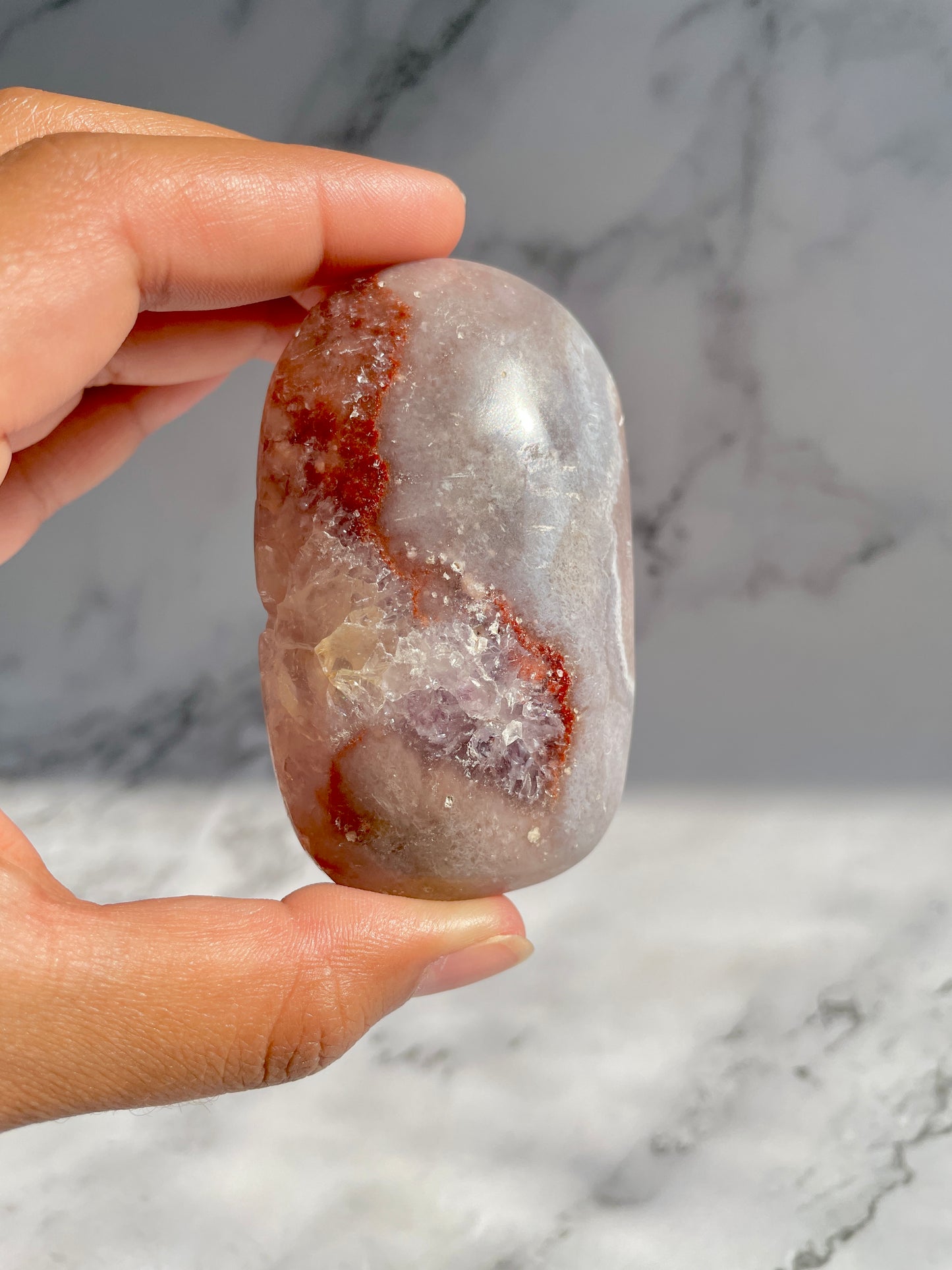 Pink Amethyst Druzy Palm Stone