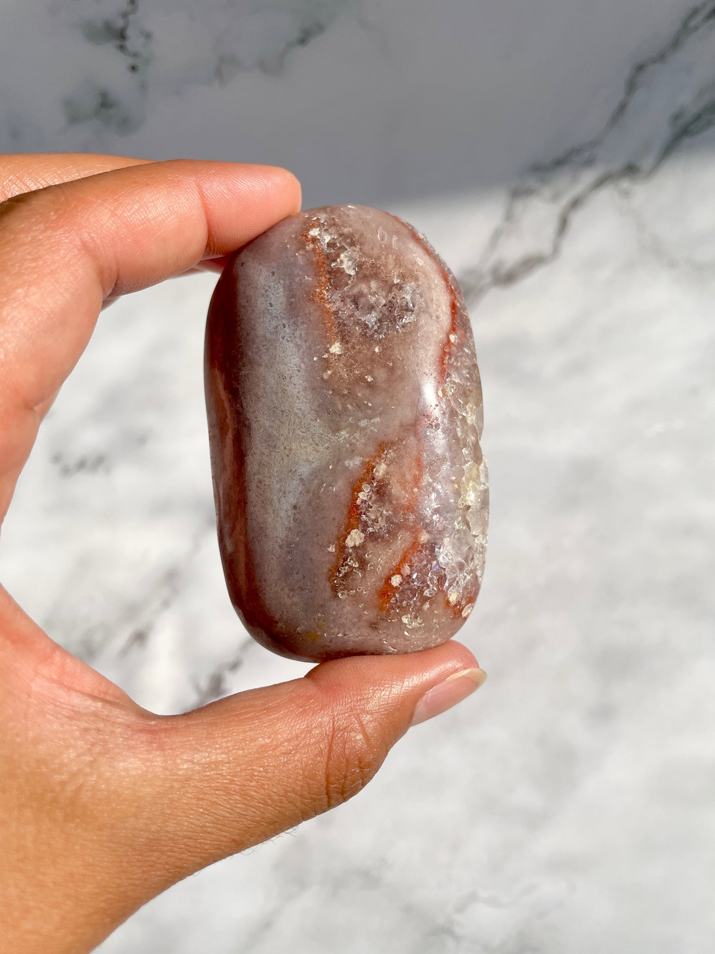 Pink Amethyst Druzy Palm Stone