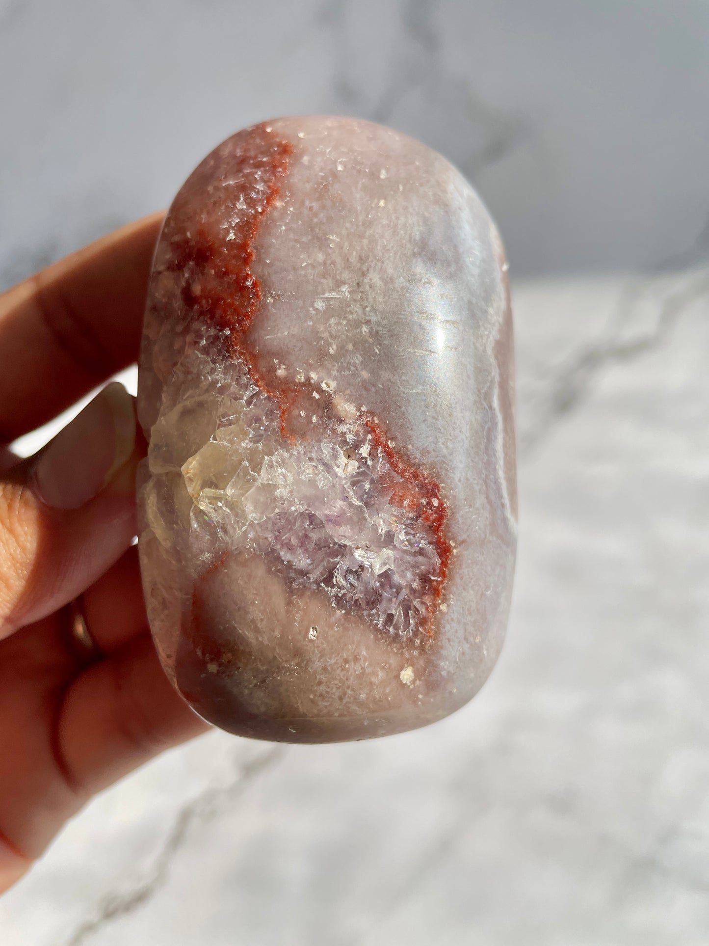 Pink Amethyst Druzy Palm Stone