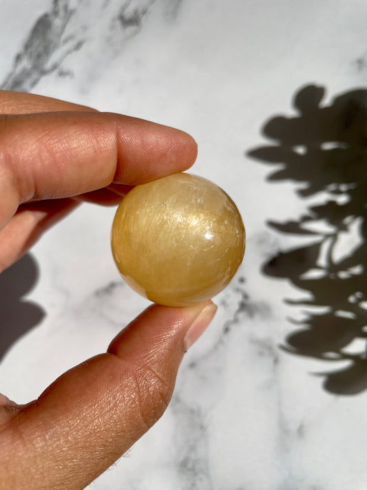 Honey Calcite Sphere W/ A FREE Stand