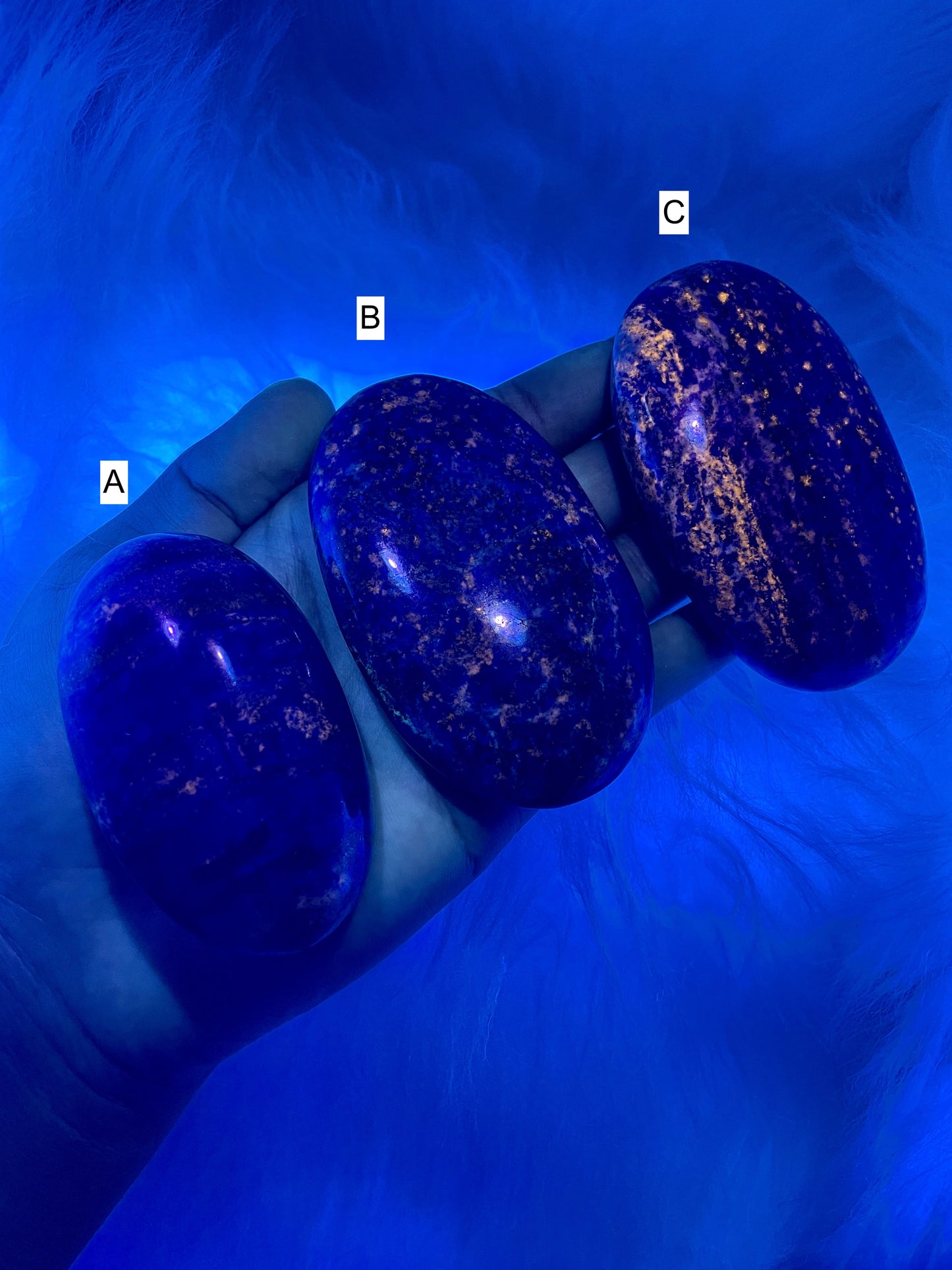 Lapis Lazuli Palm Stones - UV Reactive