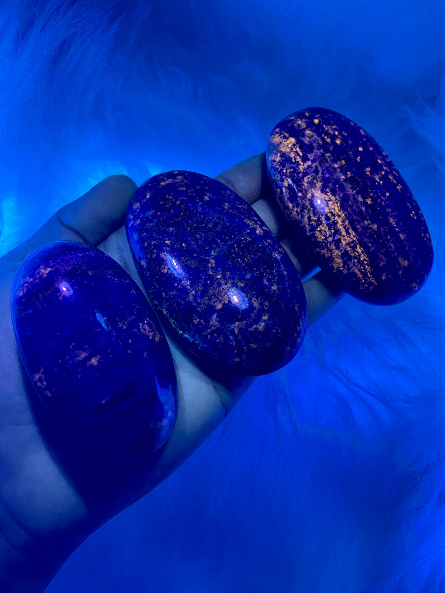 Lapis Lazuli Palm Stones - UV Reactive