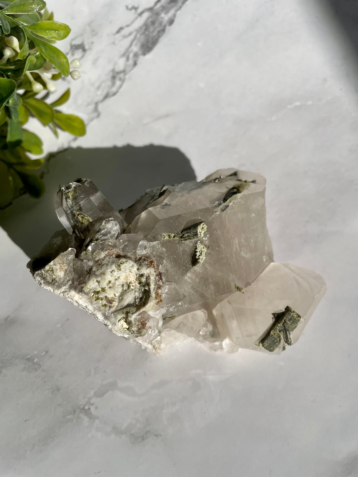 Epidote on Quartz Specimen - B