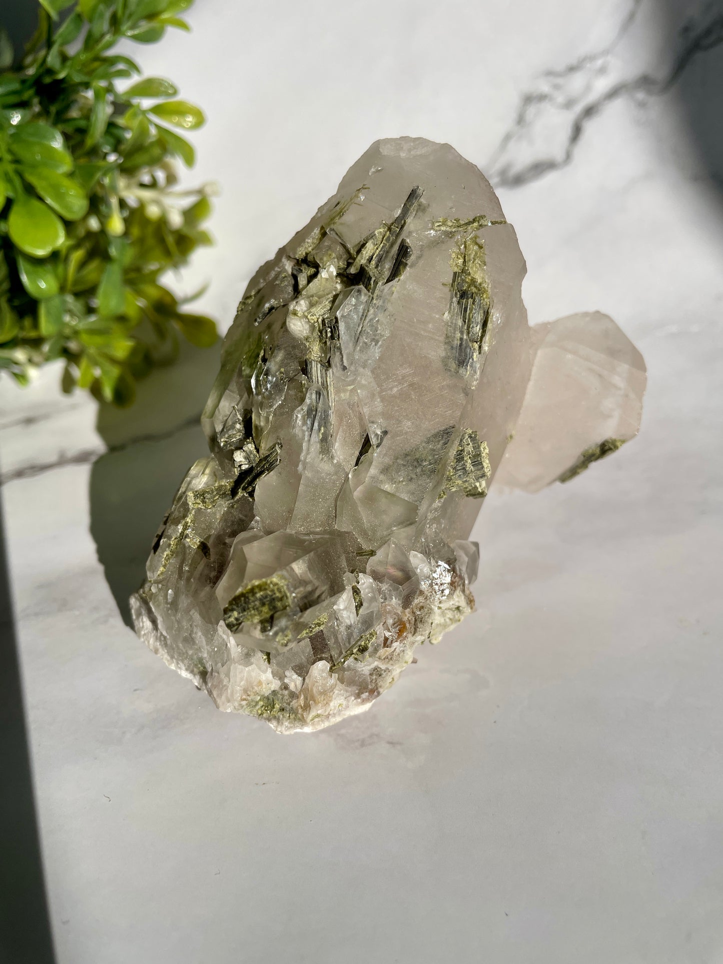 Epidote on Quartz Specimen - B