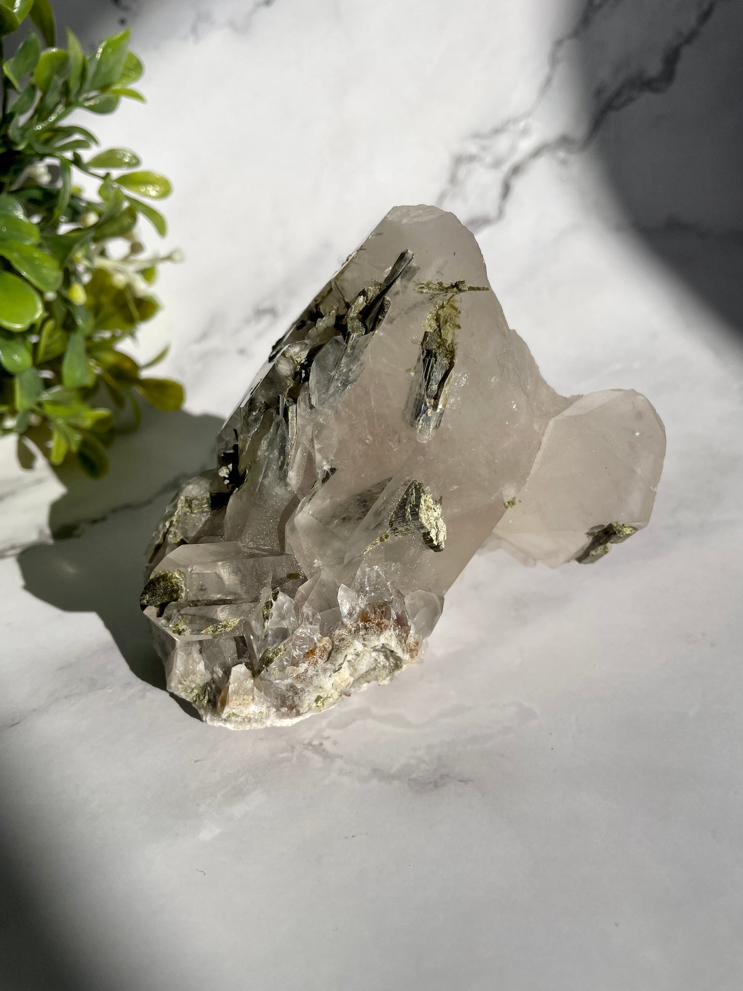 Epidote on Quartz Specimen - B