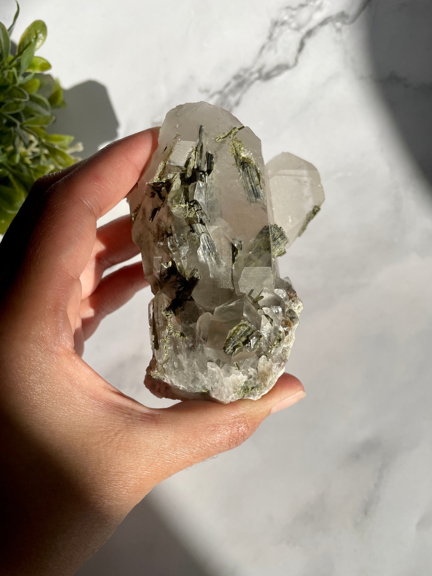 Epidote on Quartz Specimen - B