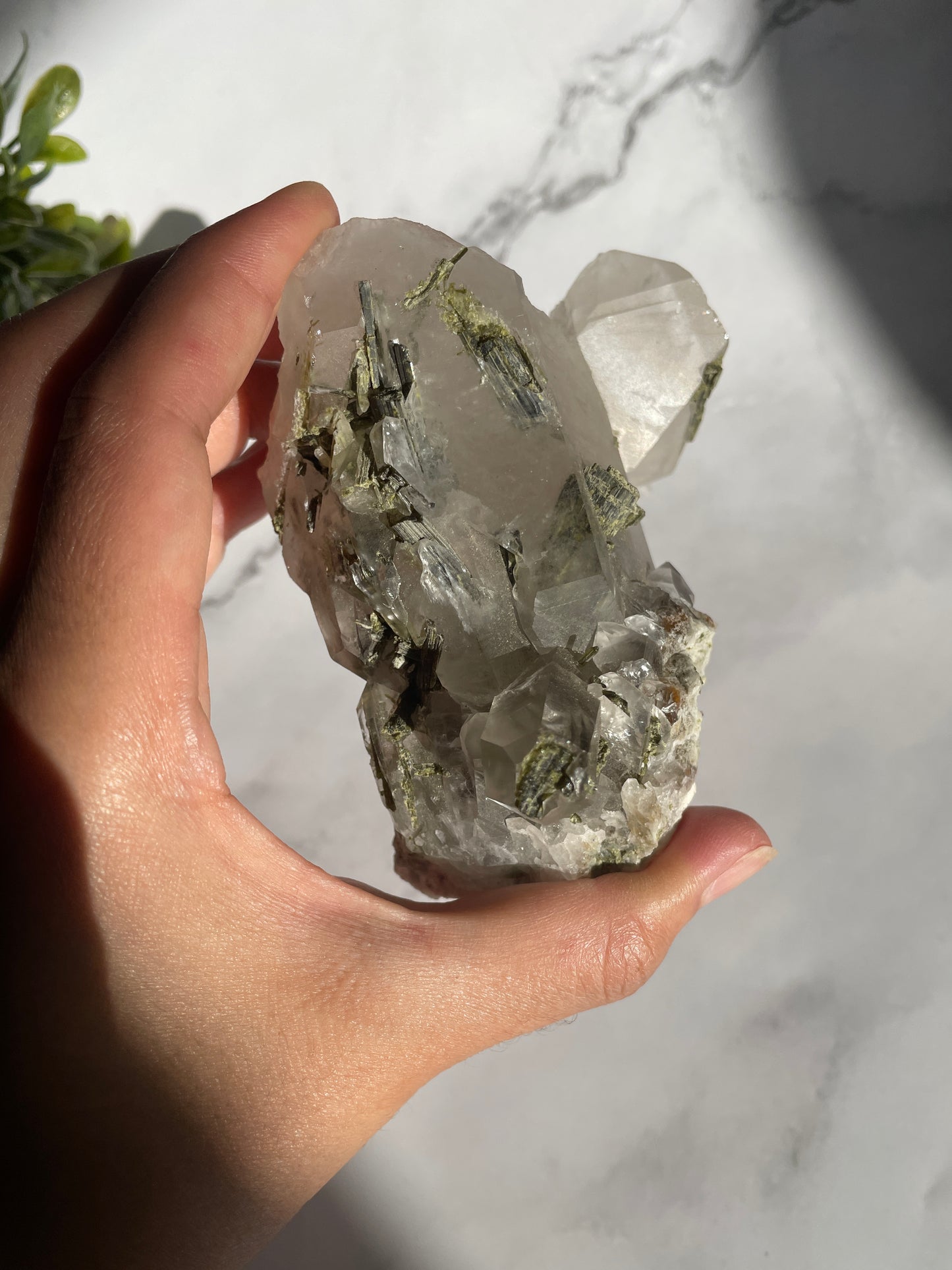 Epidote on Quartz Specimen - B