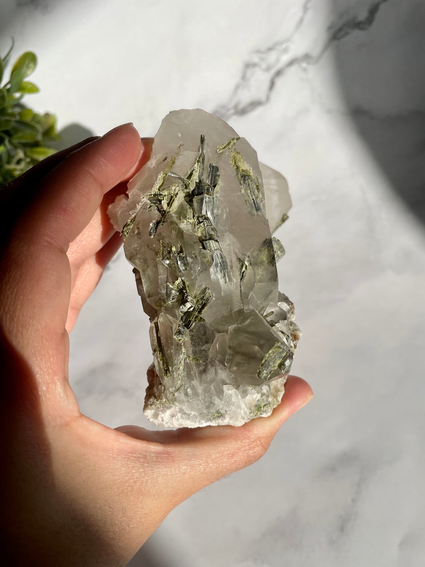 Epidote on Quartz Specimen - B