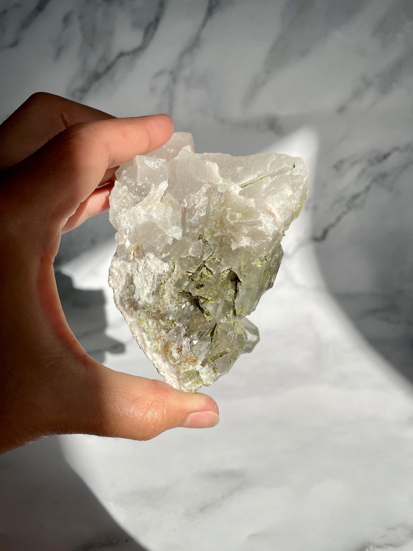 Epidote on Quartz Specimen - B