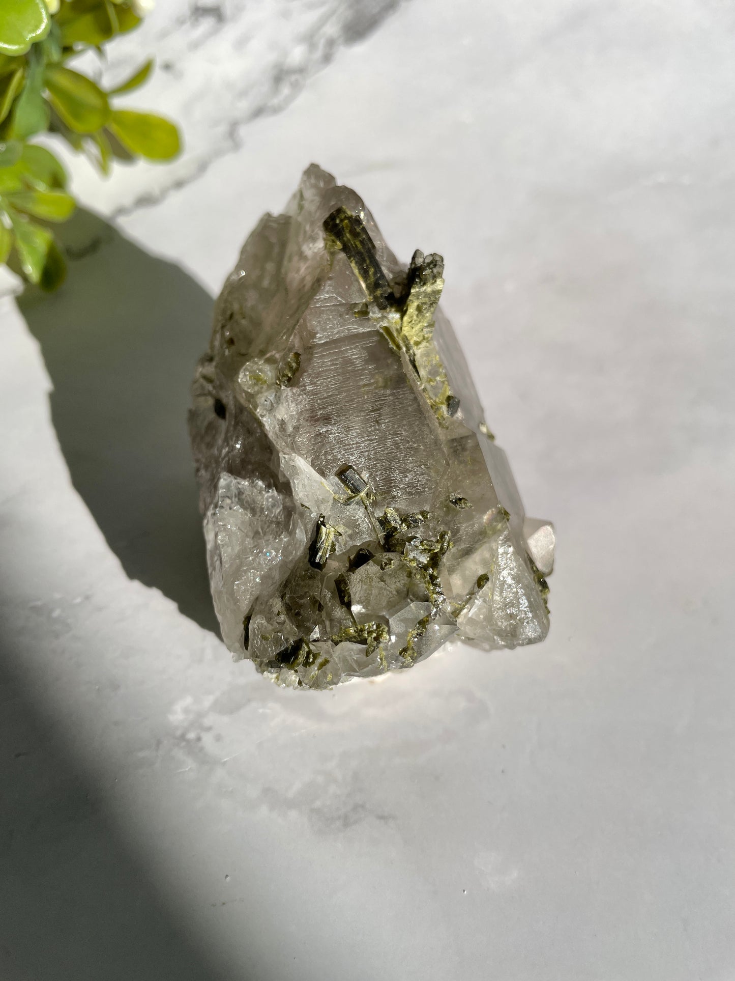 Epidote on Quartz Specimen - A