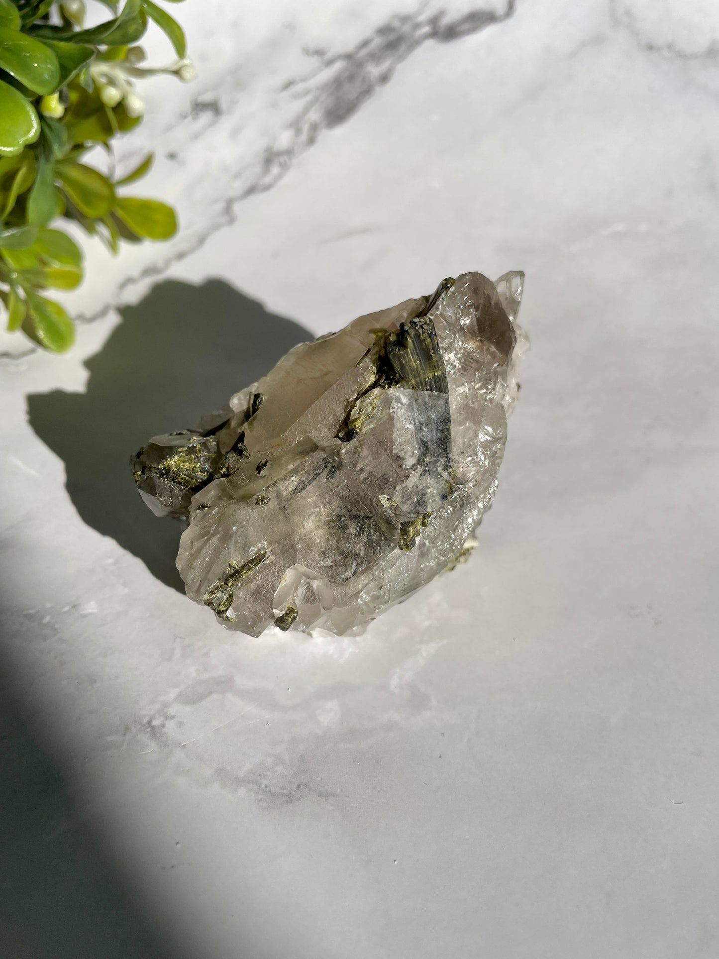 Epidote on Quartz Specimen - A