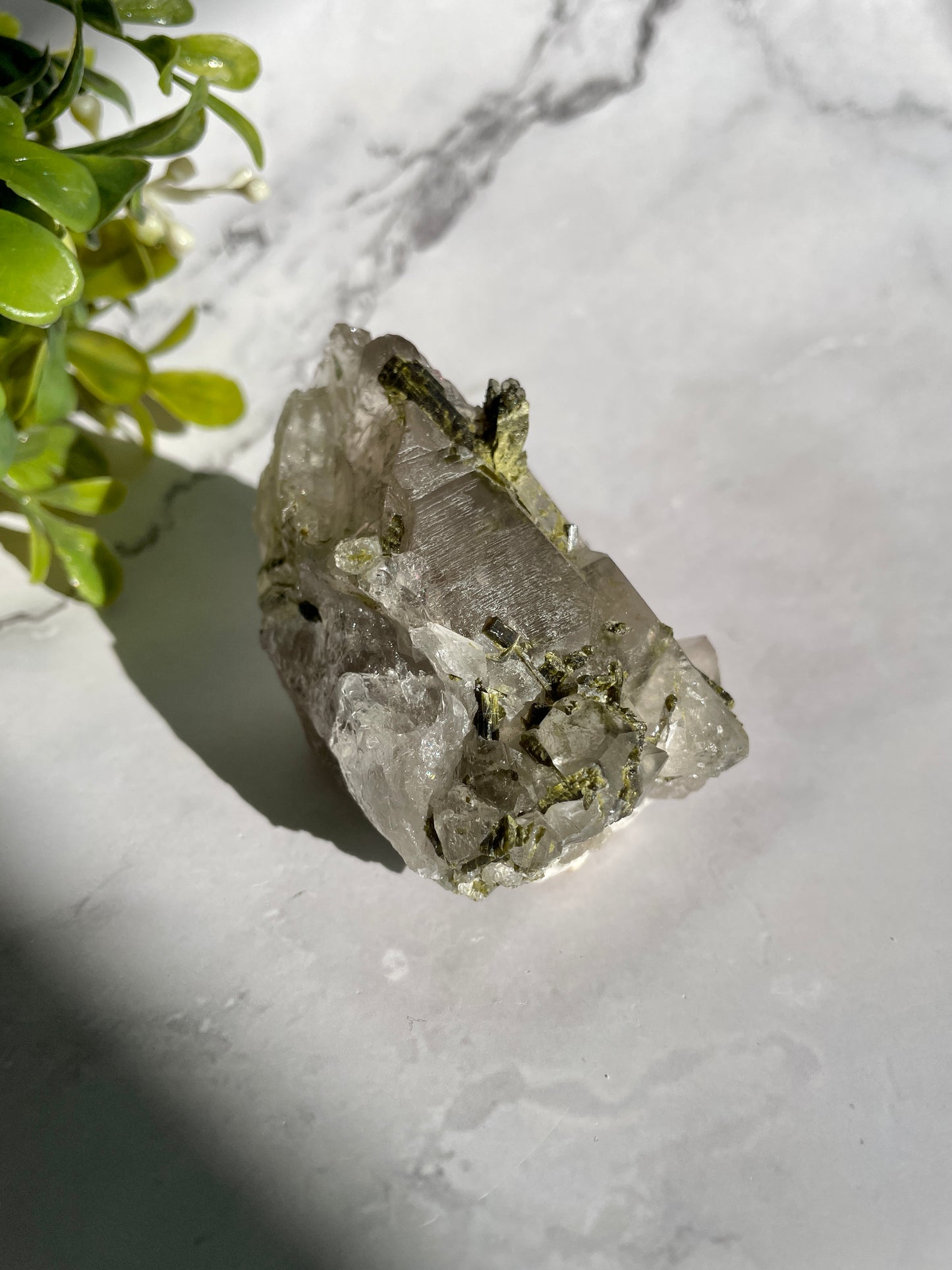 Epidote on Quartz Specimen - A