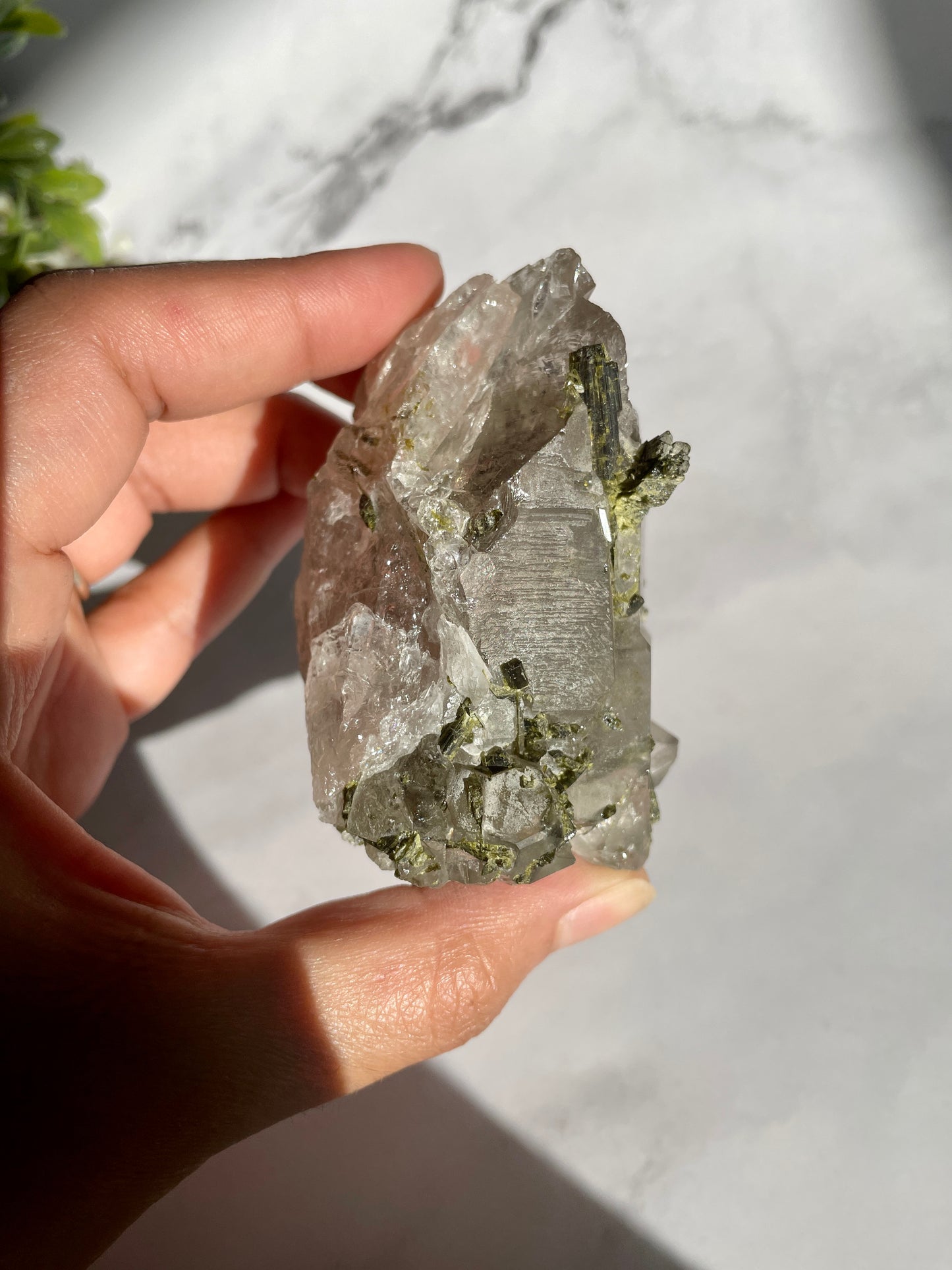 Epidote on Quartz Specimen - A