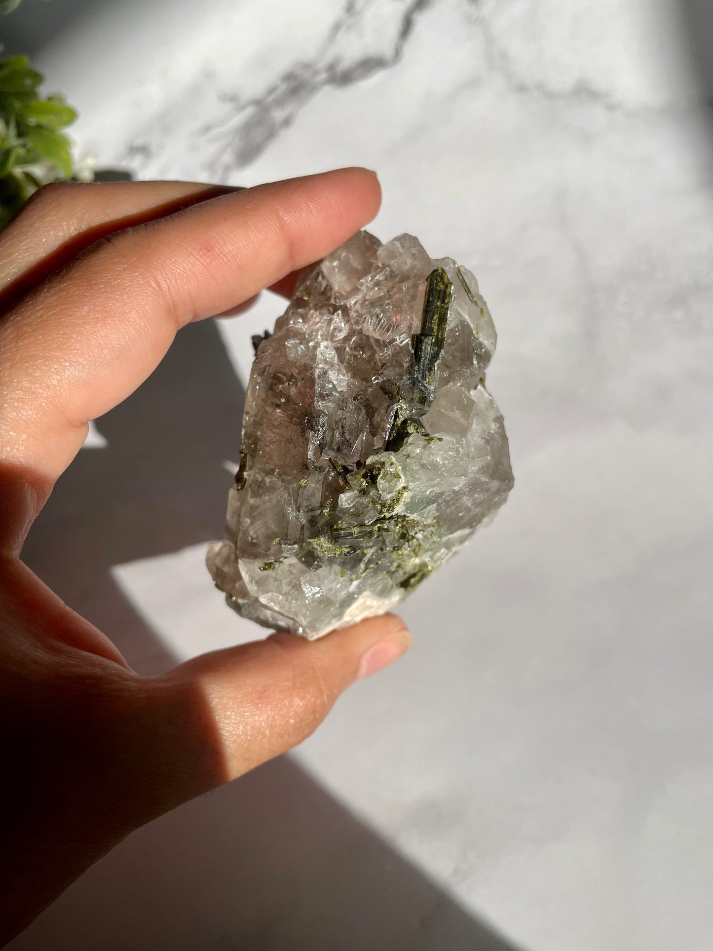 Epidote on Quartz Specimen - A