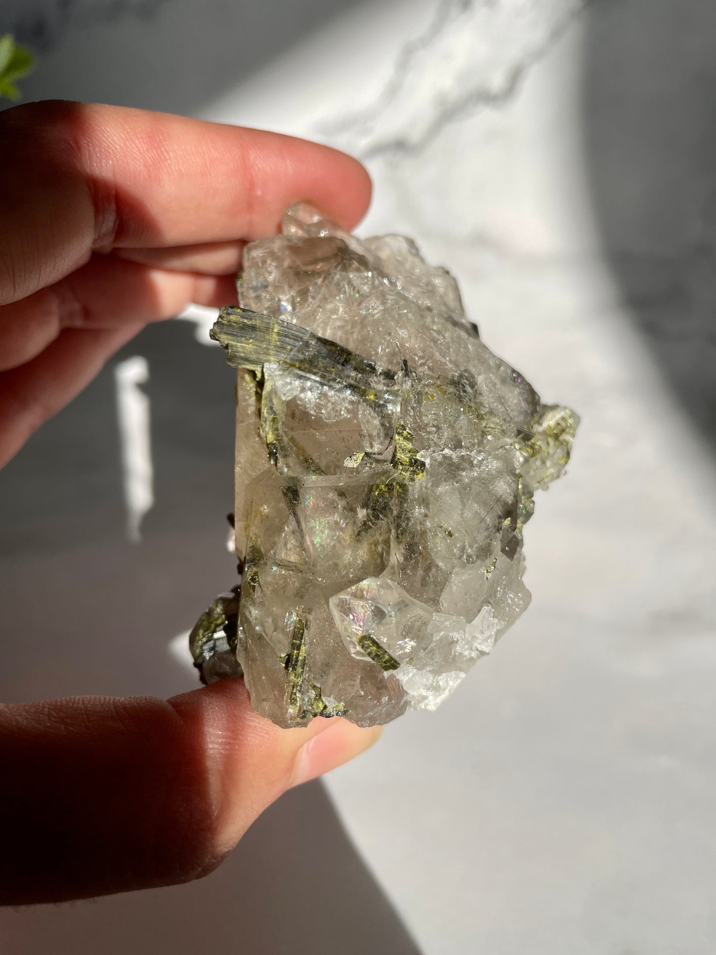 Epidote on Quartz Specimen - A