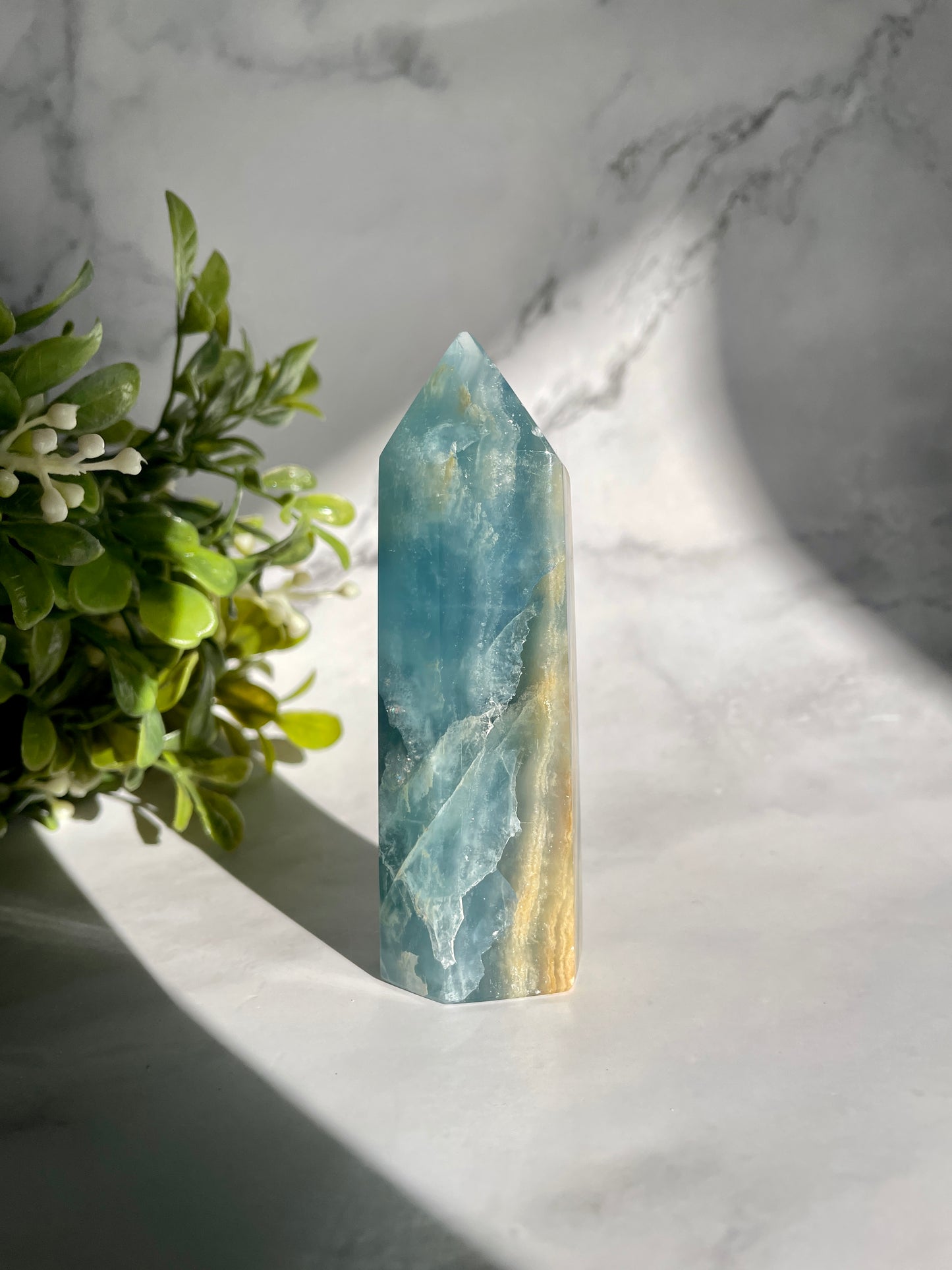 RARE Blue Onyx Tower - Lemurian Aquatine Calcite Generator